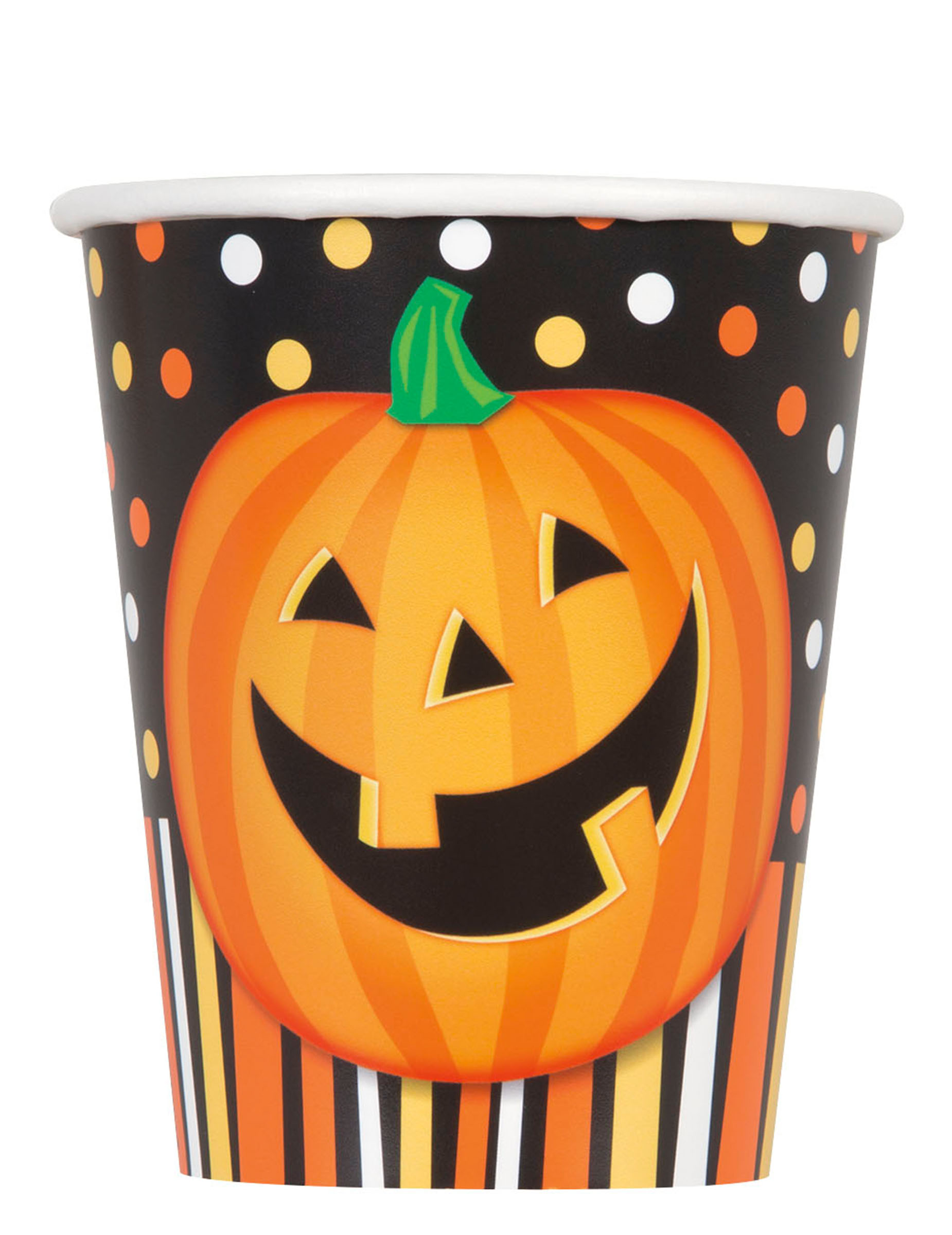 8 Gobelets en carton Citrouille souriante Halloween