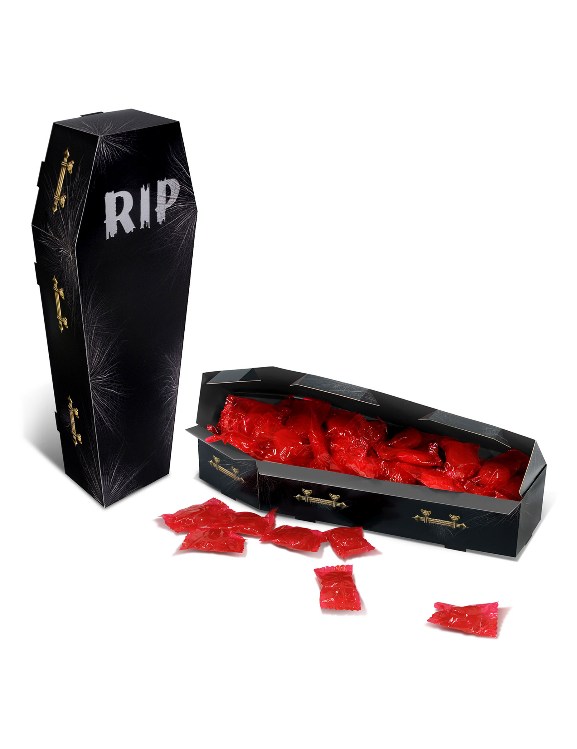 Centre de table en carton cercueil RIP 25 x 4,4 cm