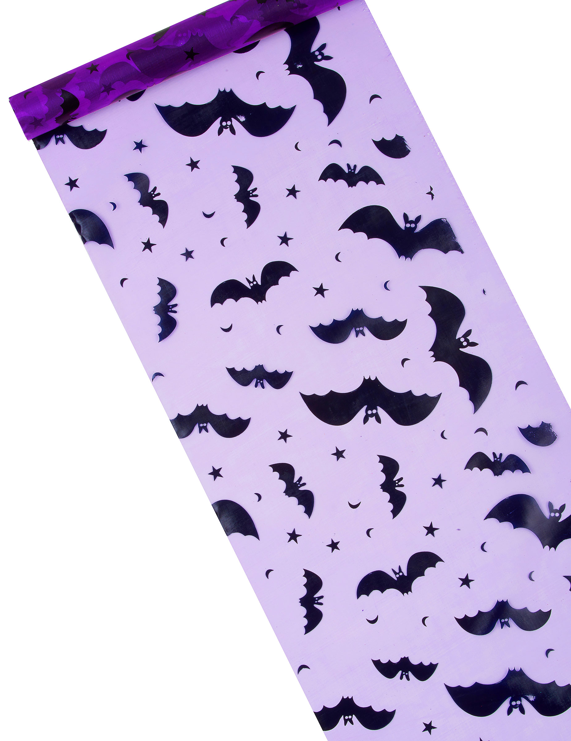Chemin de table organza violet chauve-souris Halloween 29 cm x 5 m