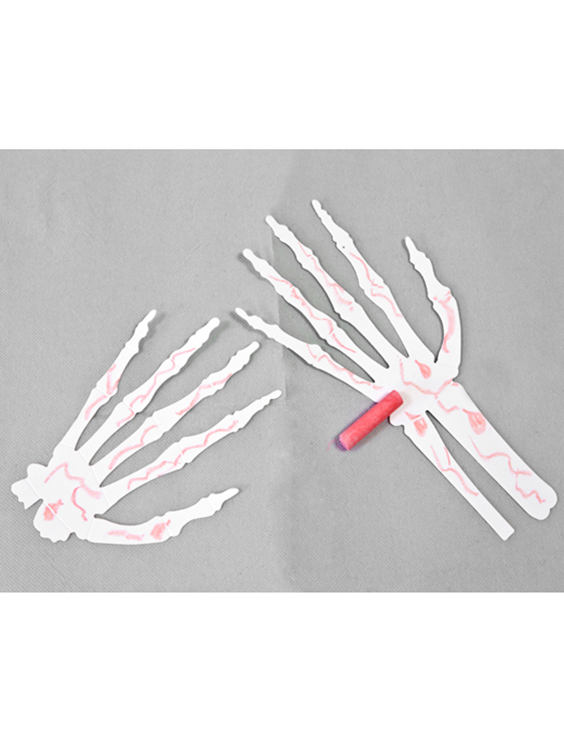 6 Mains squelette blanc avec craie halloween
