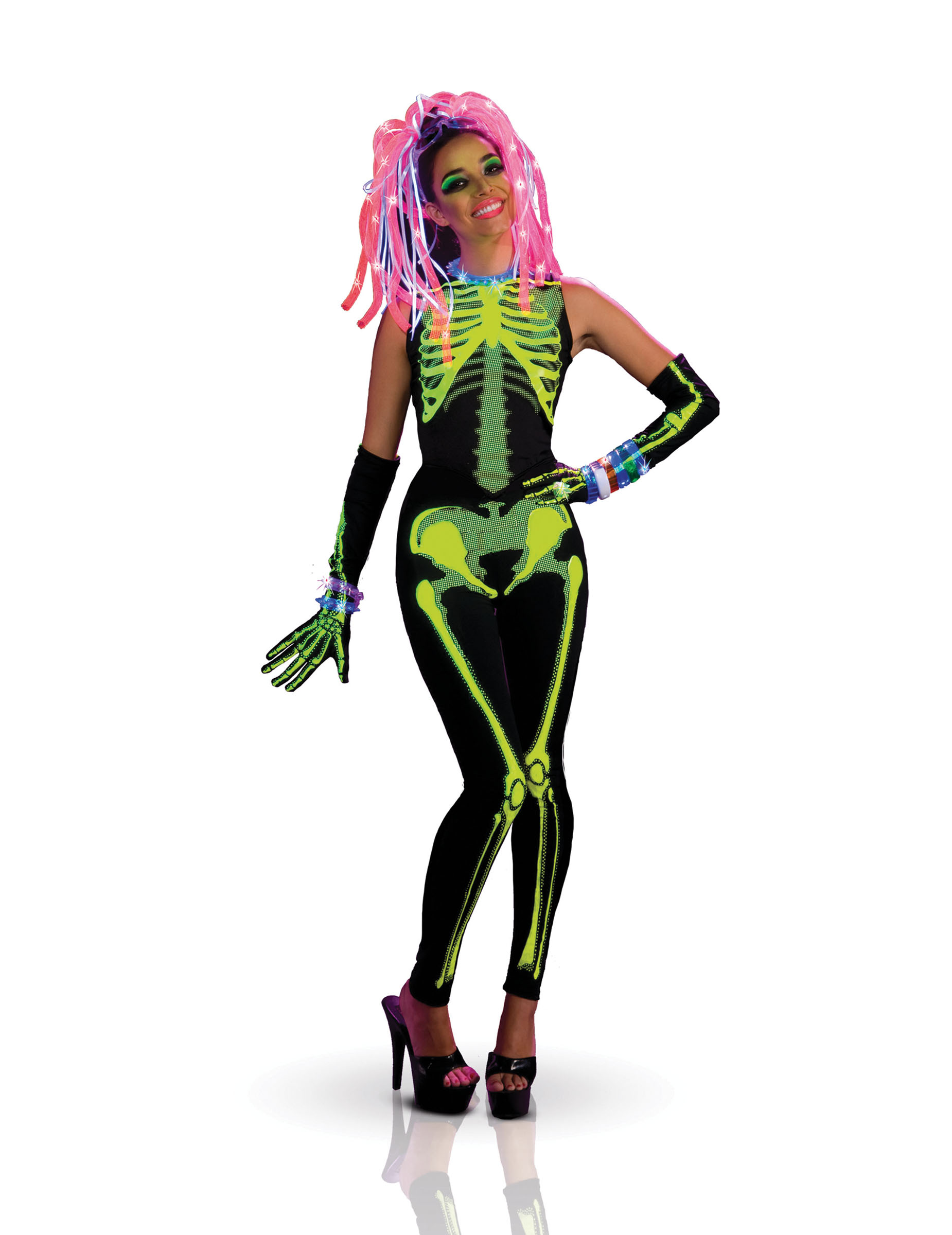 Déguisement Squelette techno girl femme