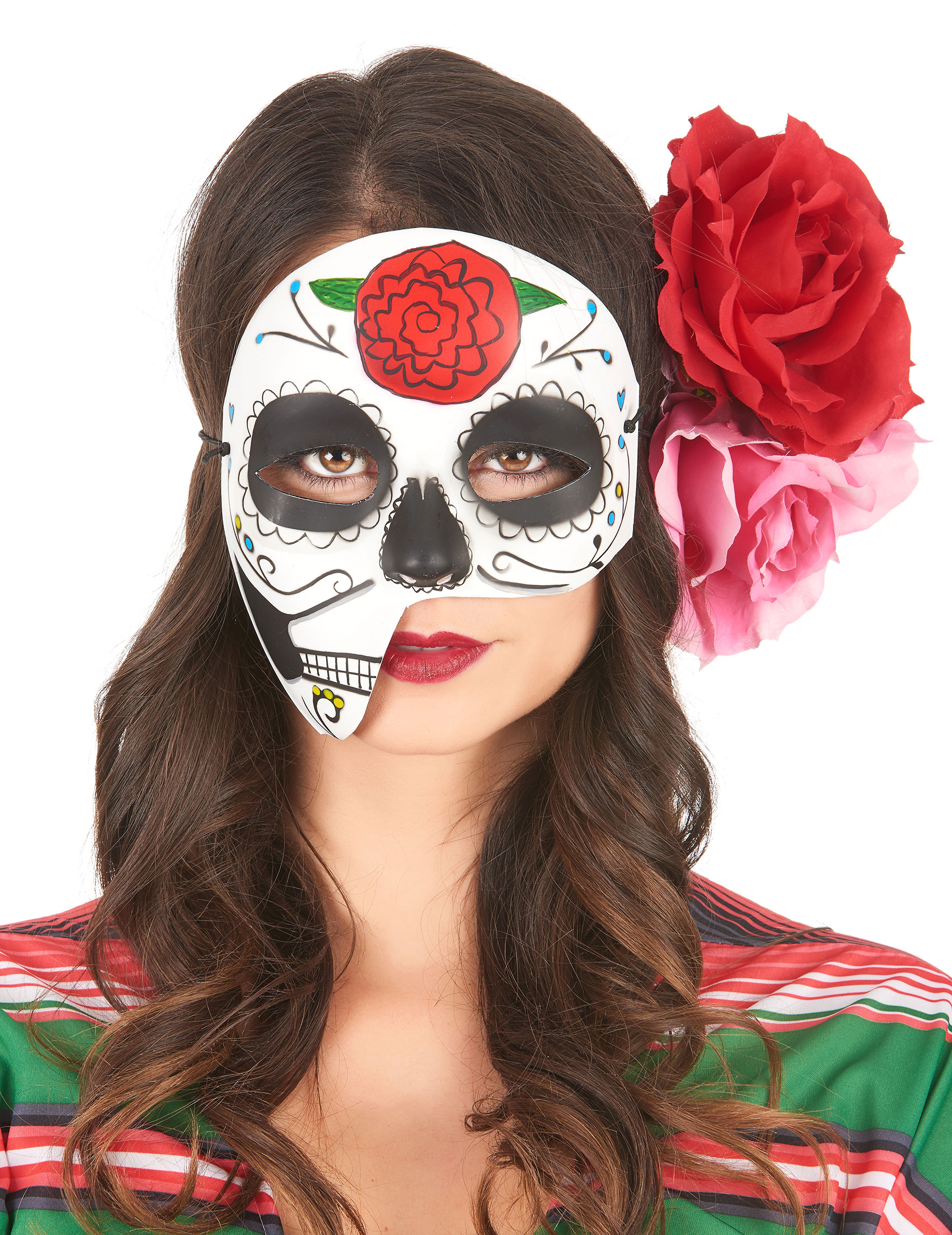 Masque asymétrique Dia de los Muertos adulte