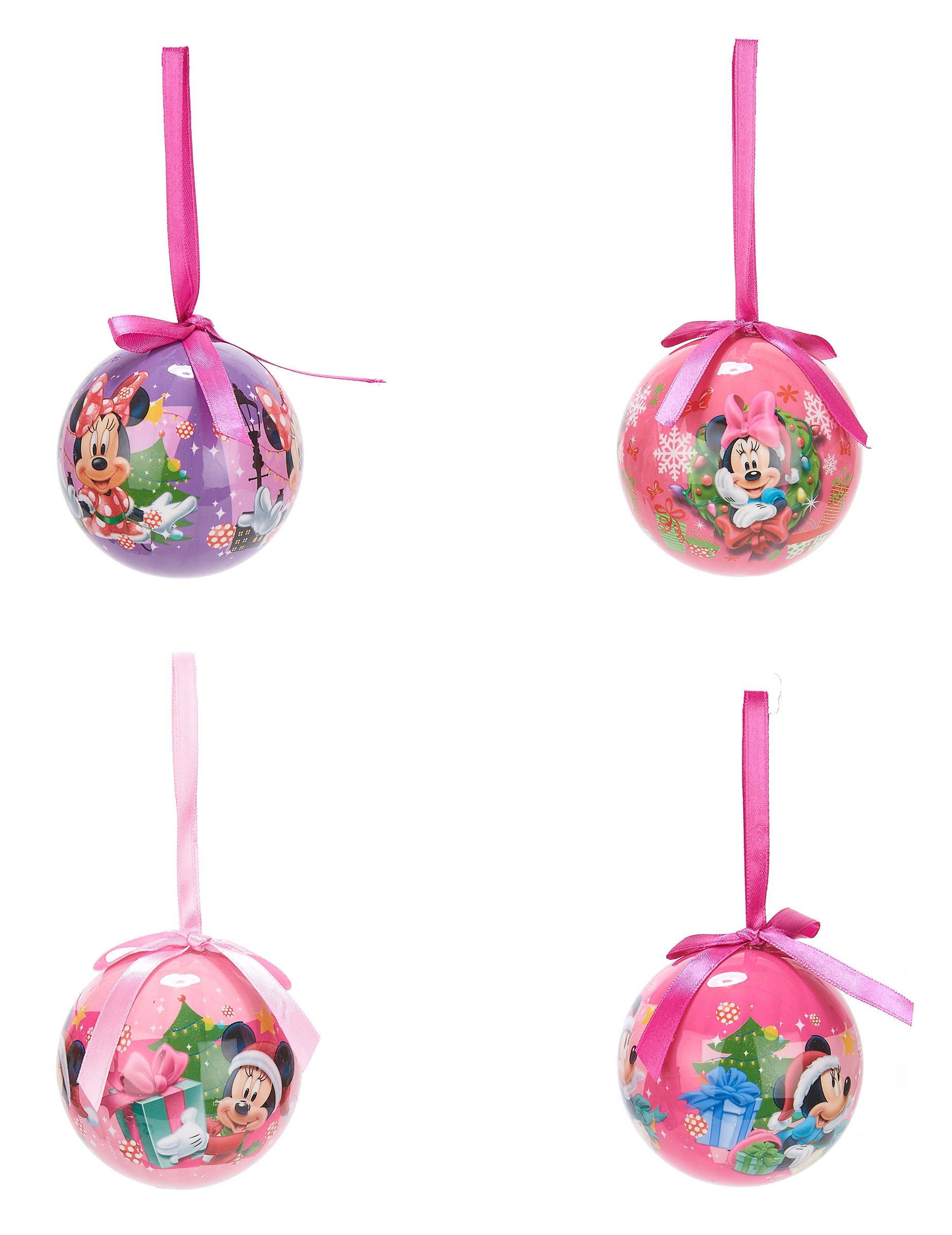 4 Boules Minnie 7,5 cm Noël