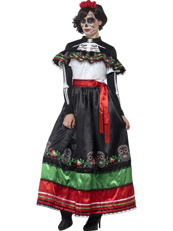 Déguisement mexicaine robe longue femme Dia de los muertos