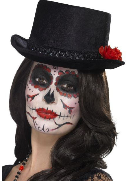 Chapeau haut de forme noir adulte Dia de los muertos