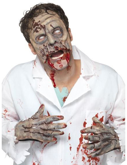 Kit latex zombie masque et mains adulte Halloween