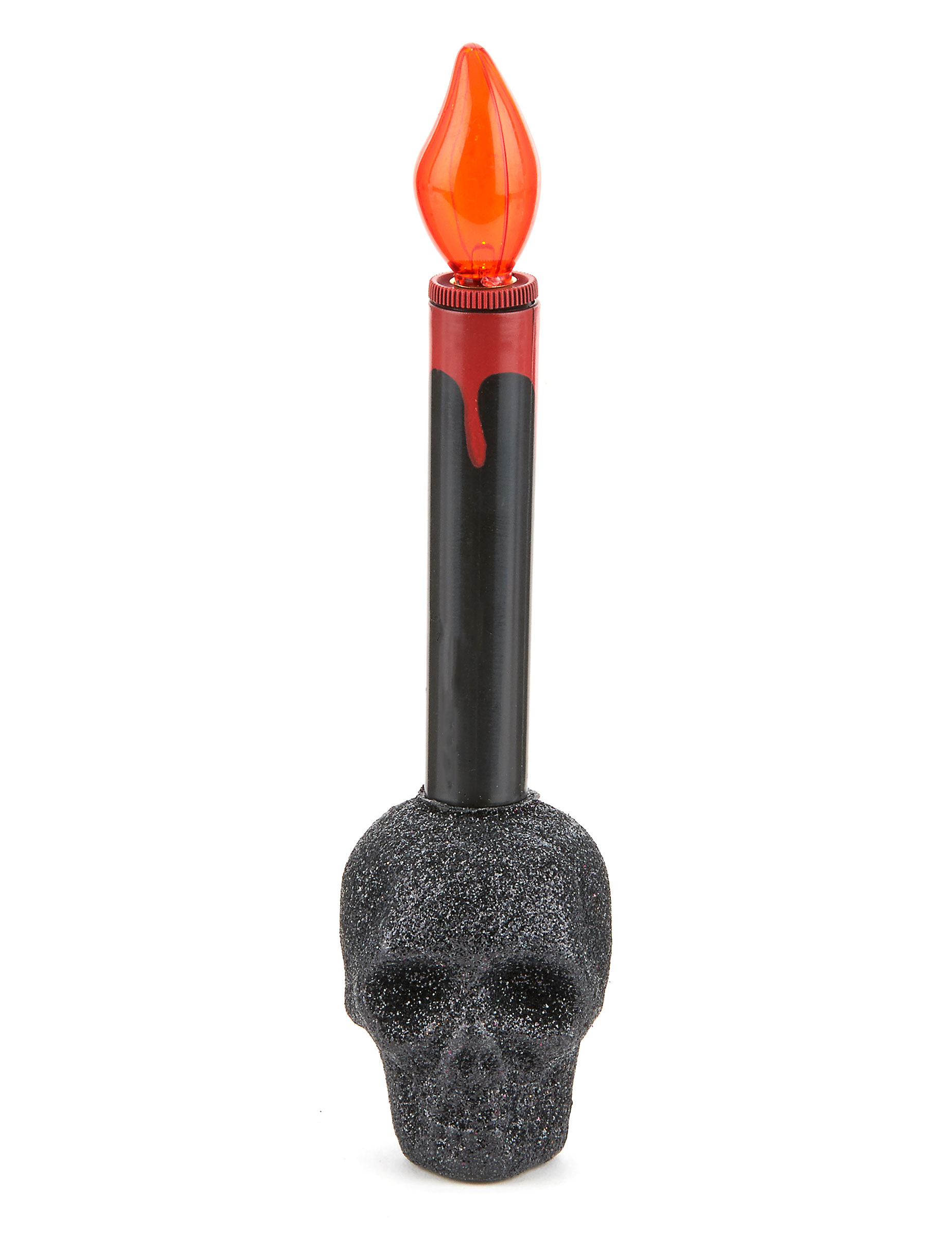 Bougie tête de mort scintillante noire