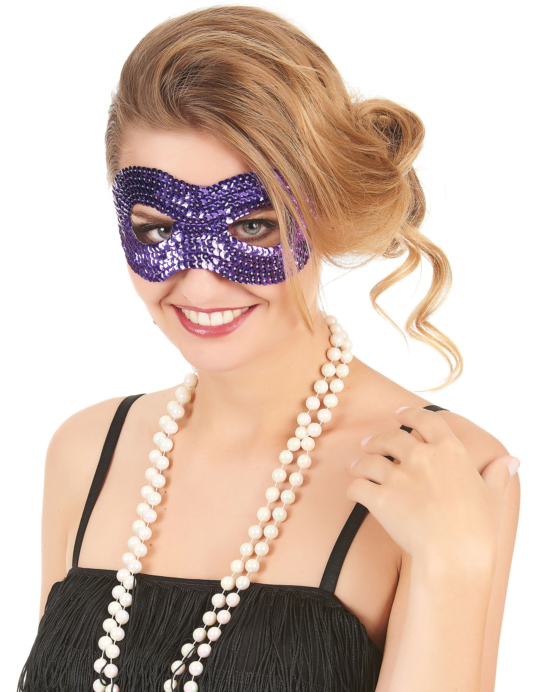 Loup avec sequins violet adulte