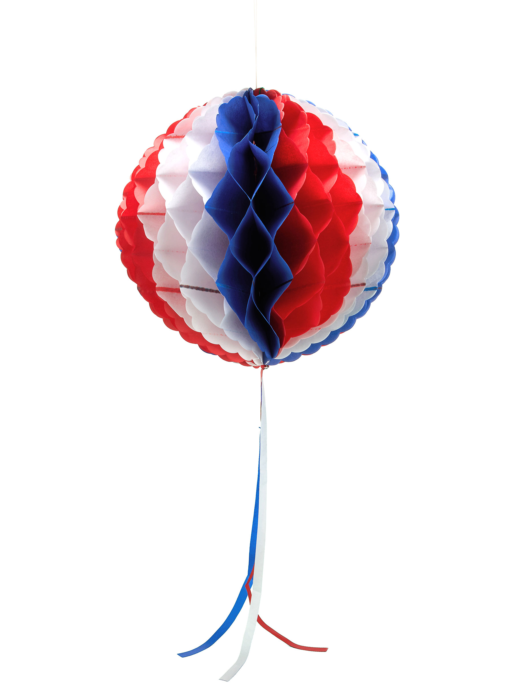 Suspension boule alvéolée tricolore 30 cm
