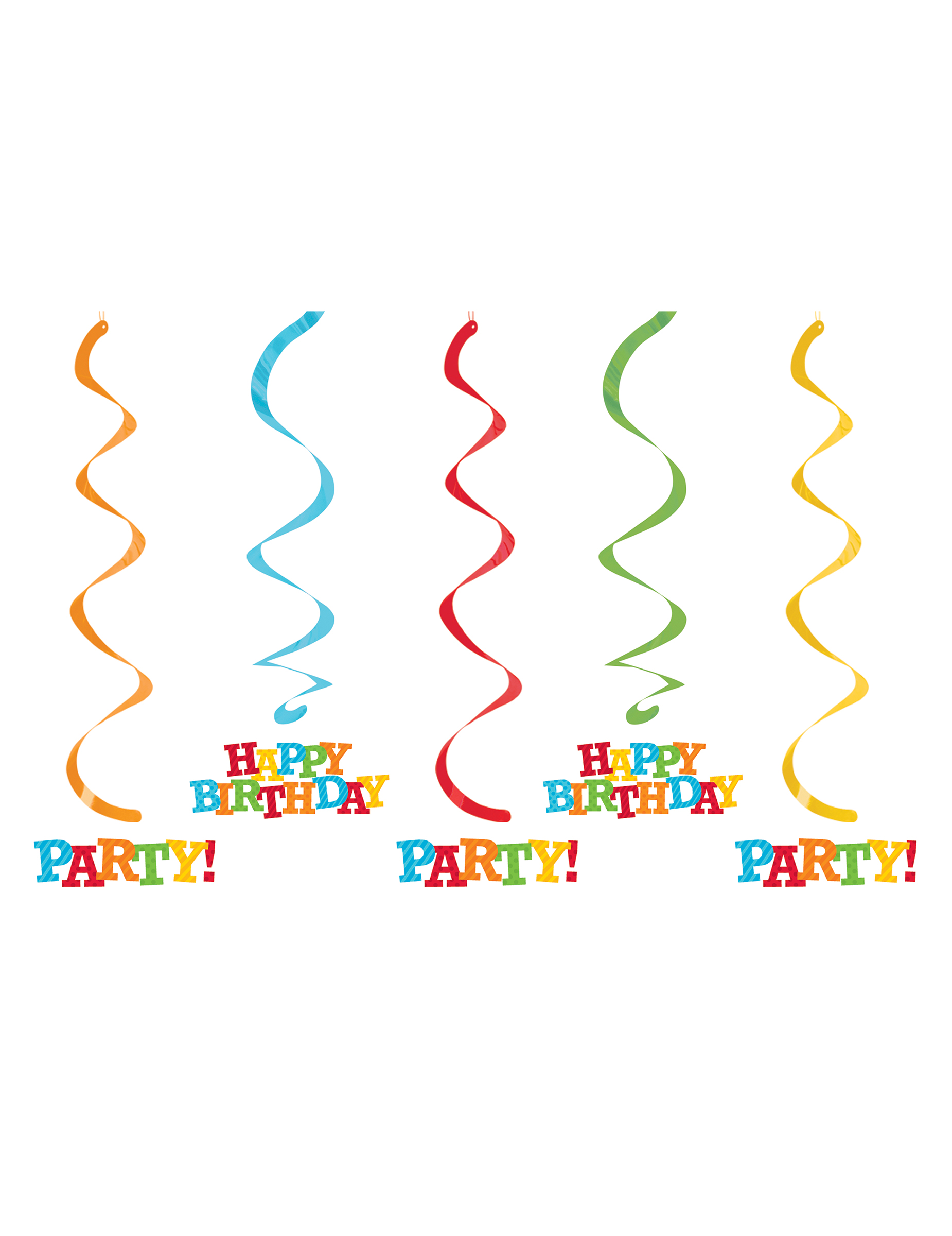 5 Suspensions en spirales Happy Birthday 50 et 64 cm