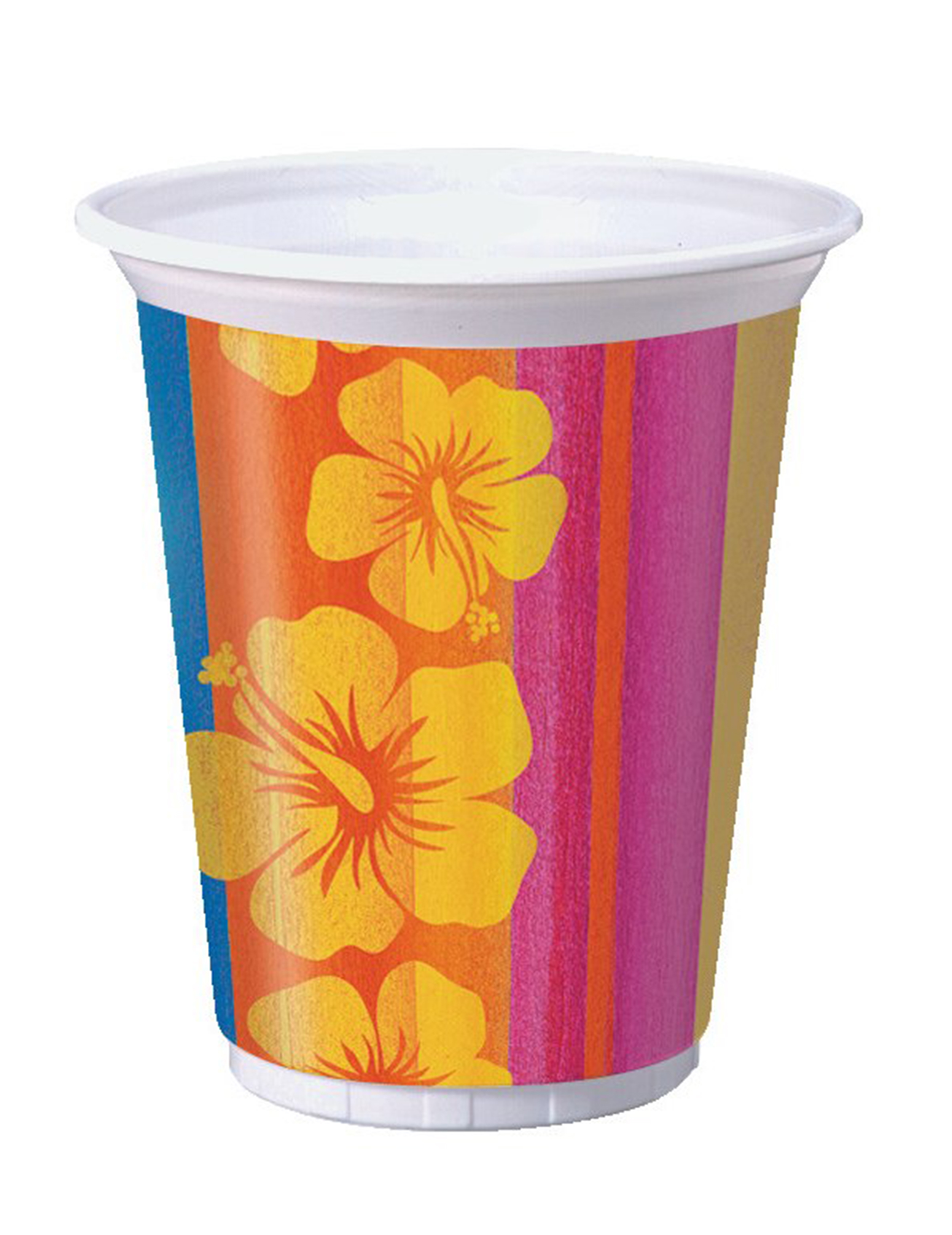 8 Gobelets en plastique Hawaï - 473 ml