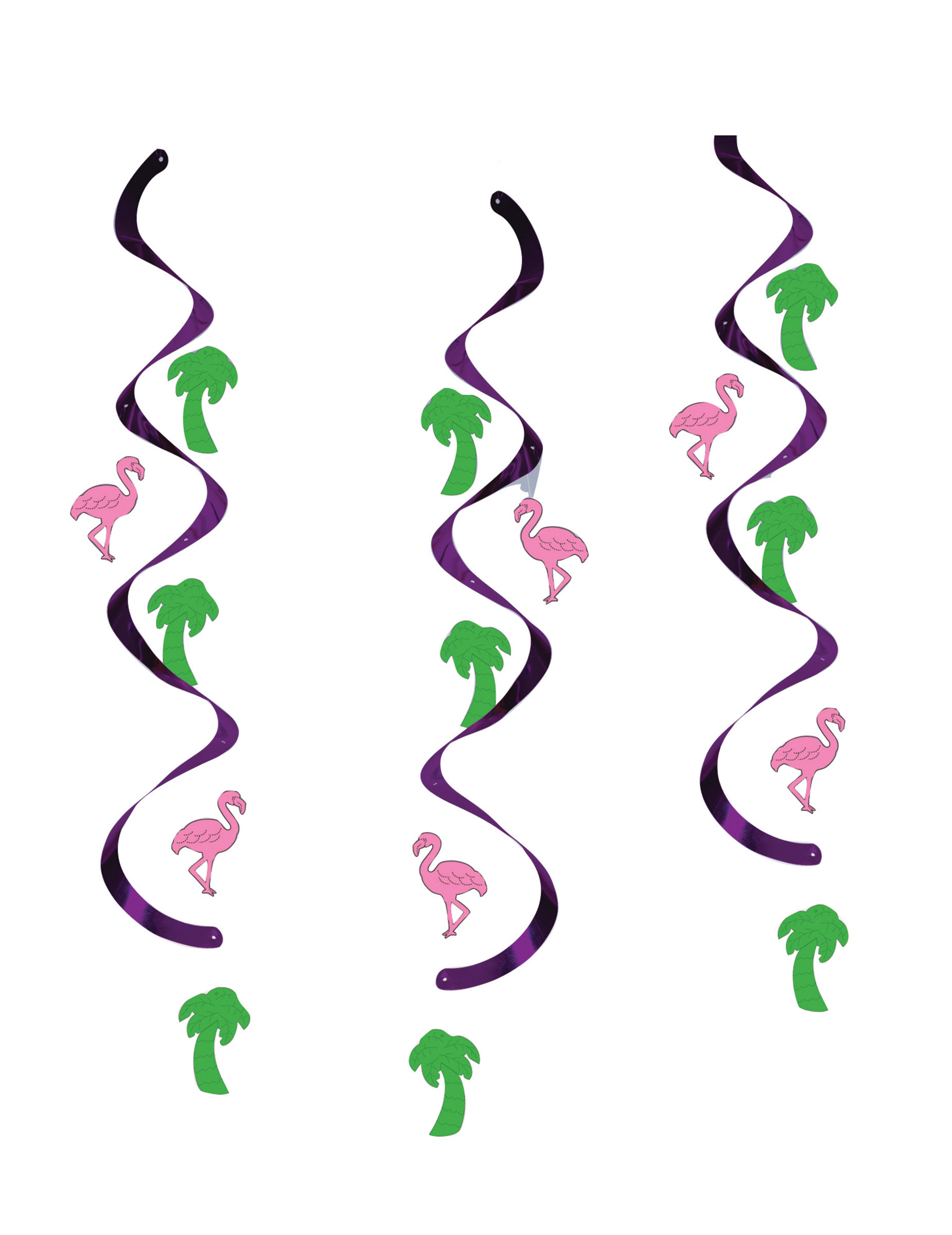 5 Suspensions spirales Flamant rose 61 cm