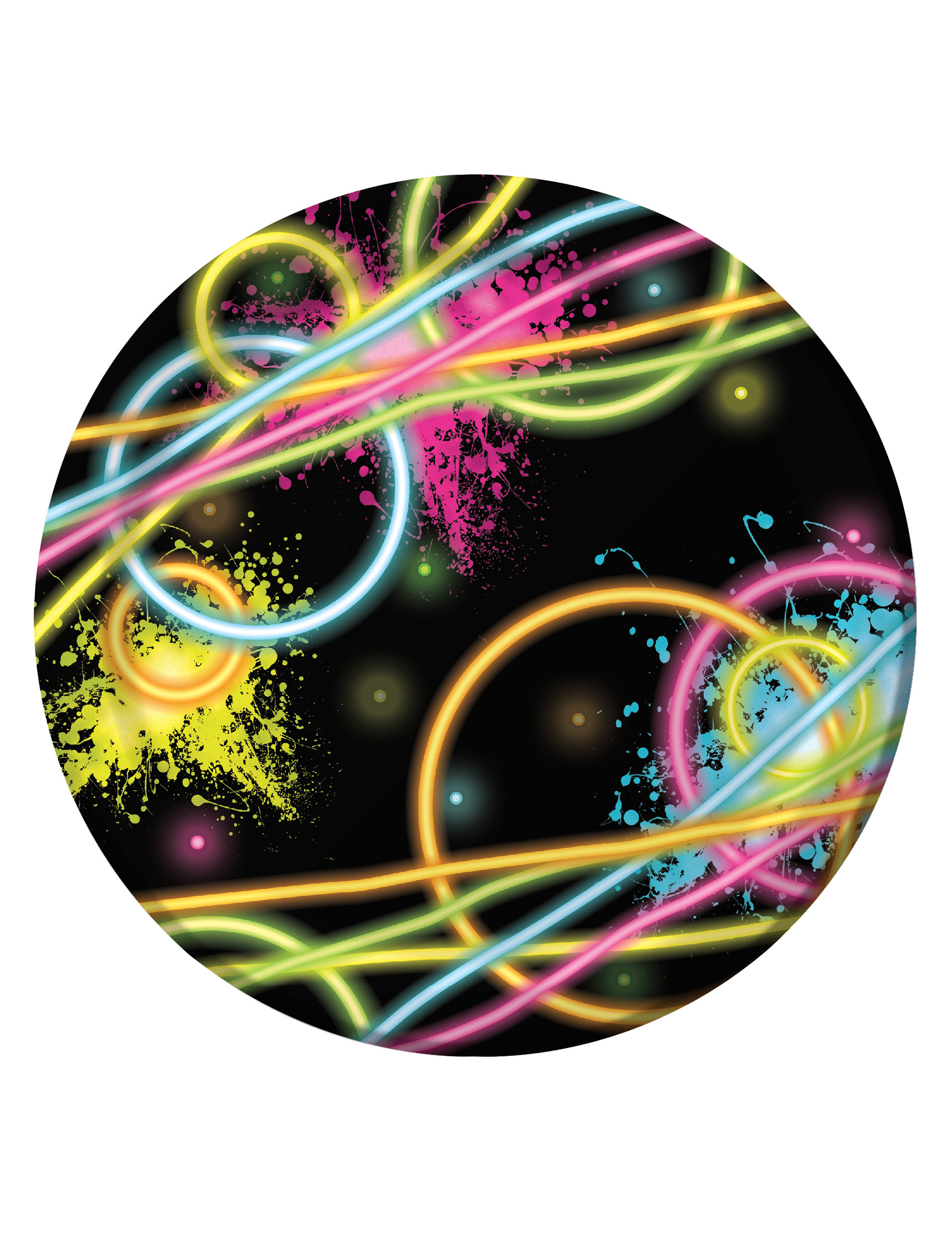 8 Petites assiettes en carton Glow Party 18 cm