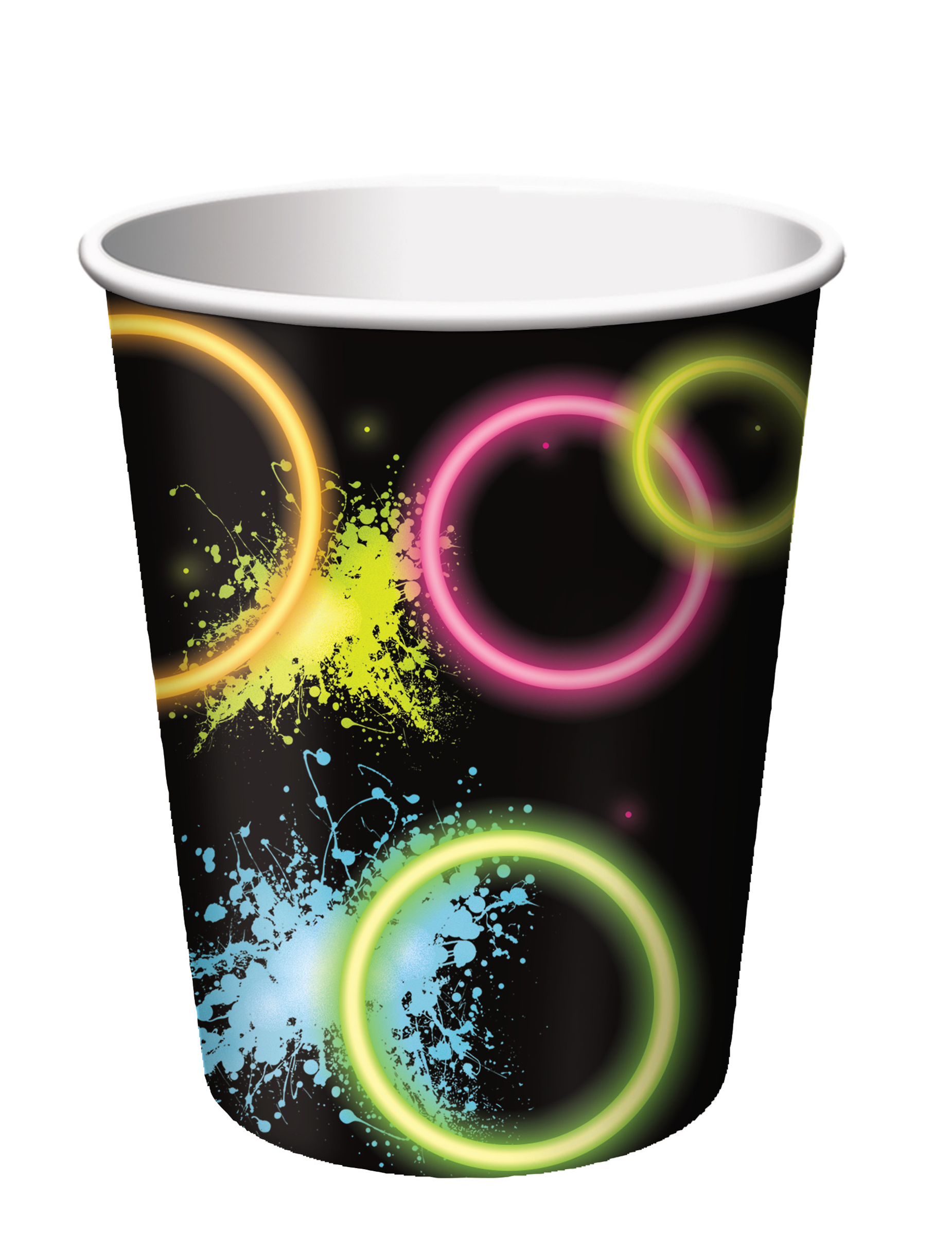 8 Gobelets en carton Glow Party 266 ml