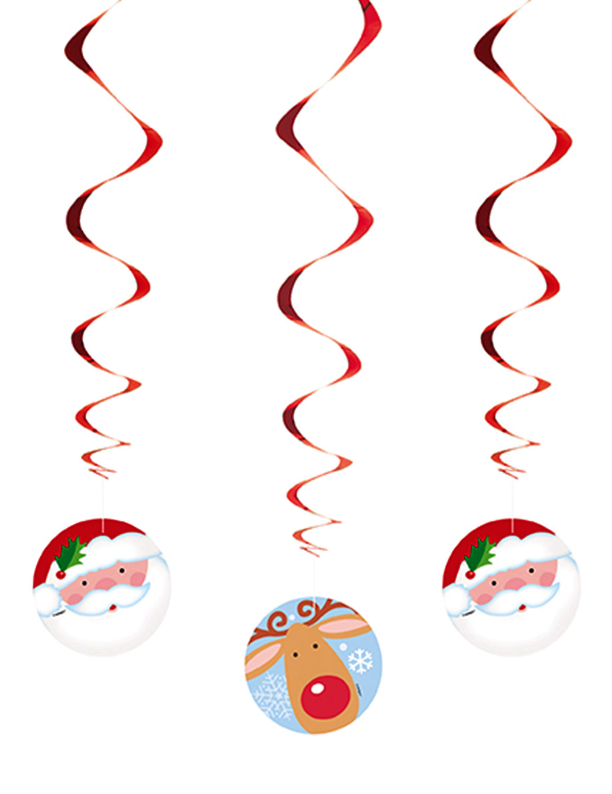 3 Suspensions spirales Père Noël et Renne 11 x 60 cm