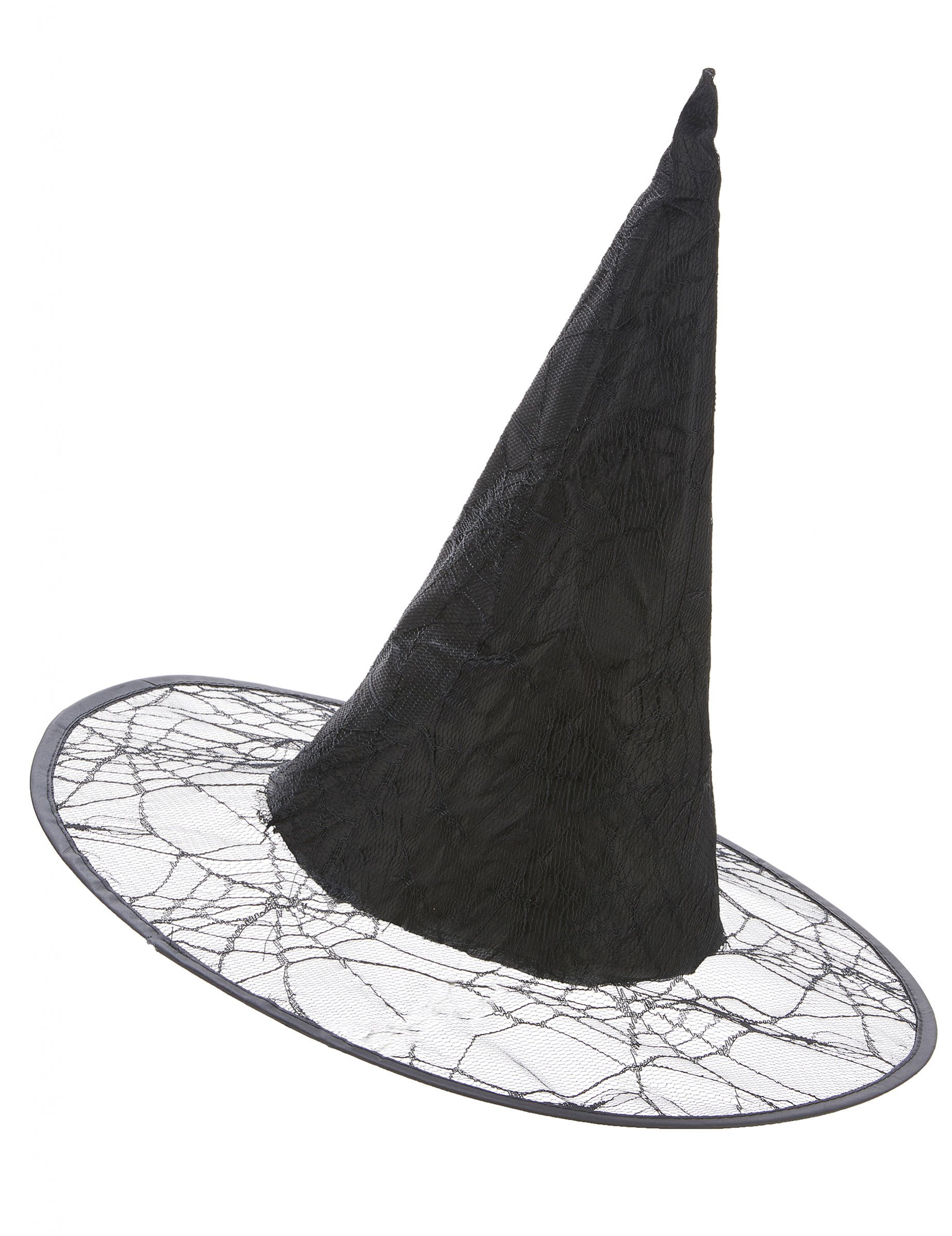 Chapeau de sorcière toile d'araignée noir adulte