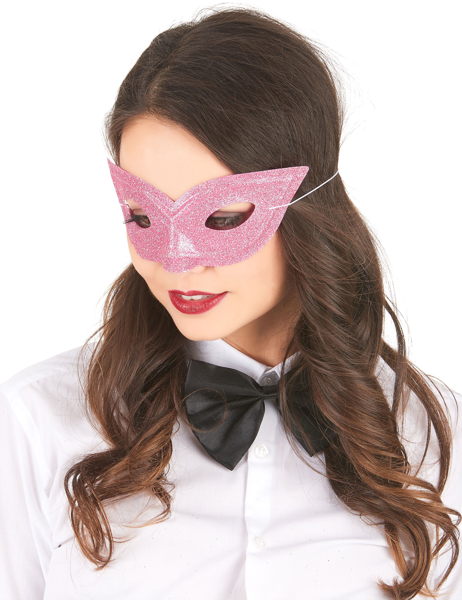 Loup vénitien pailleté rose adulte
