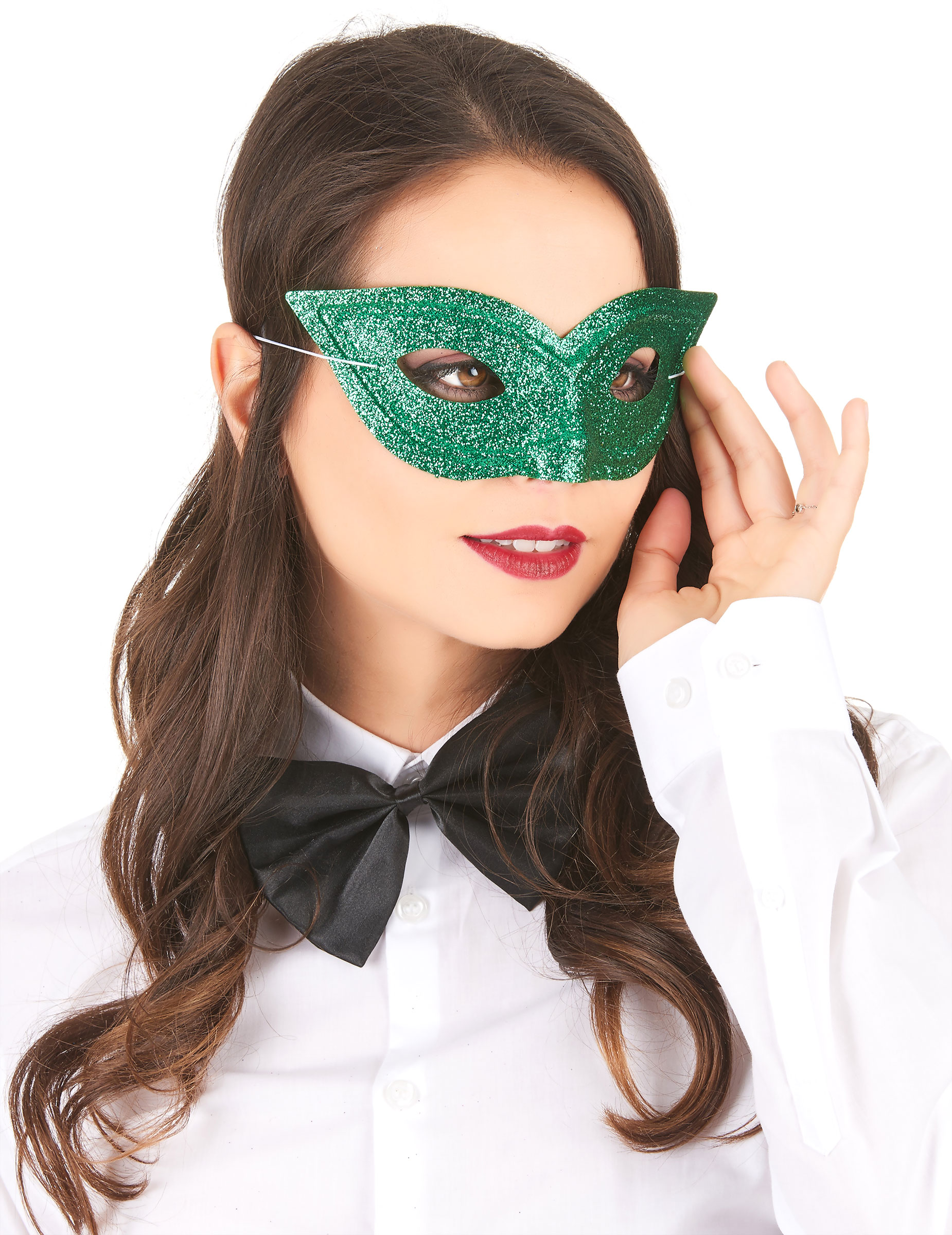 Loup vénitien pailleté vert adulte