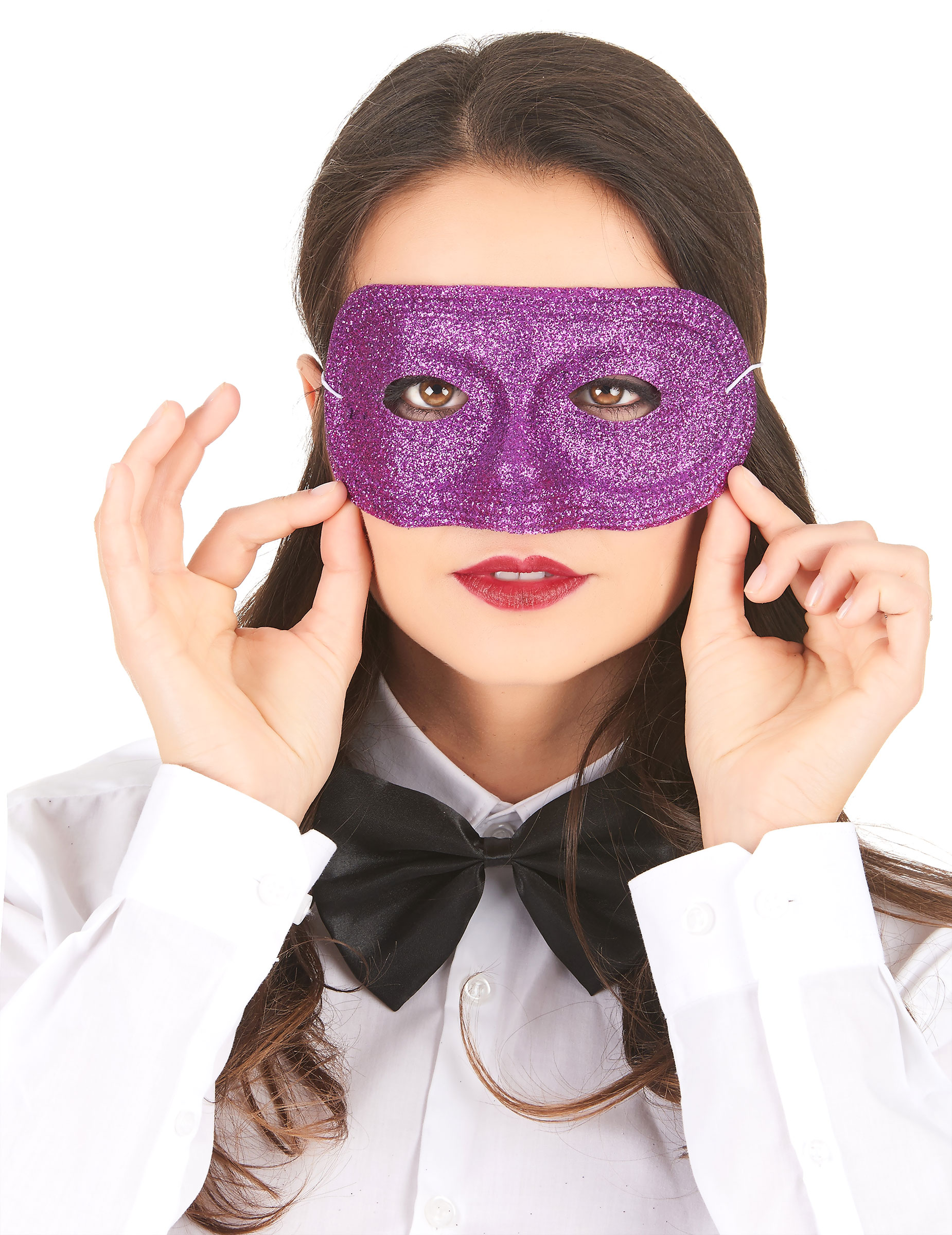 Loup plastique pailleté violet adulte
