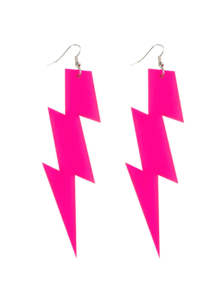 Boucles d'oreilles éclair rose fluo adulte