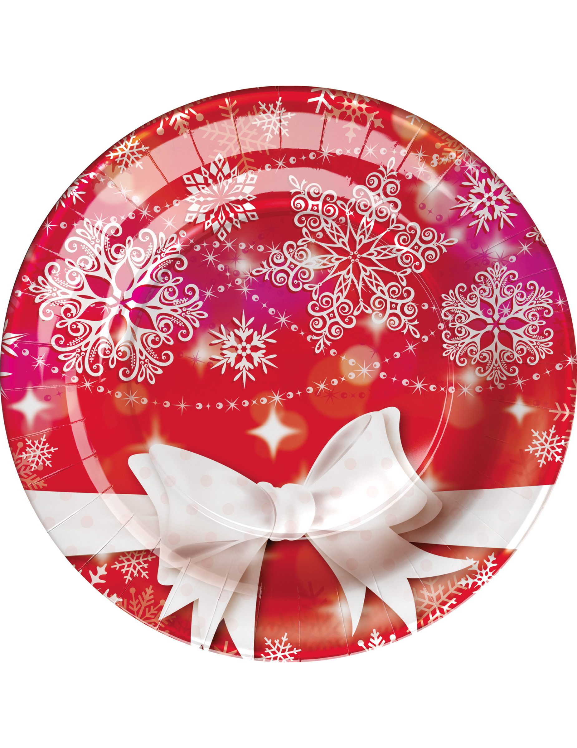 8 Assiettes en carton Noeud de Noël