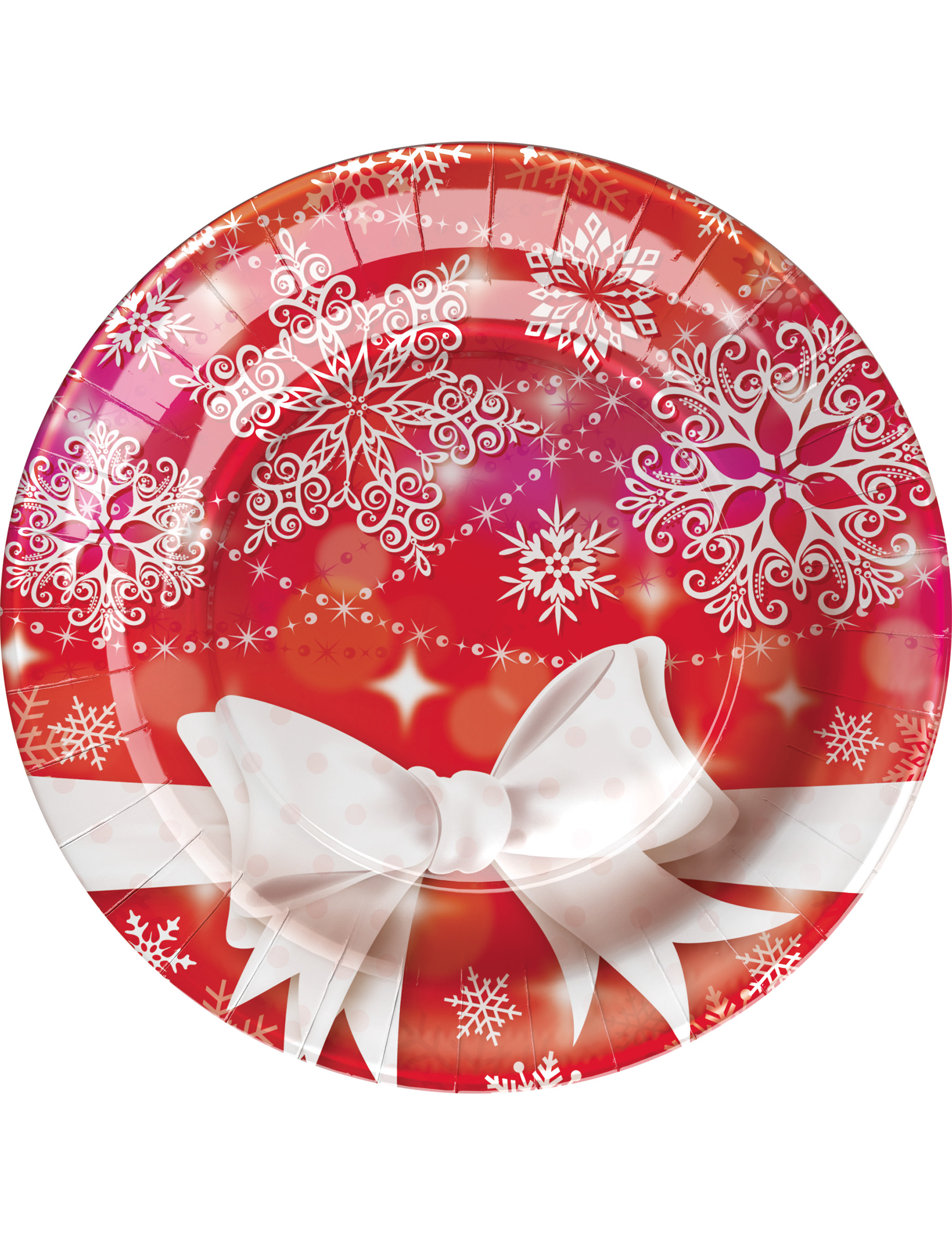 8 Petites assiettes en carton Noeud de Noël 18 cm