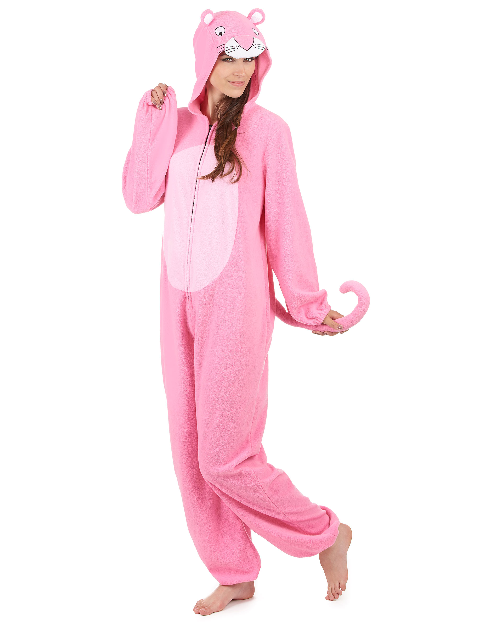 Combinaison à capuche panthère rose femme