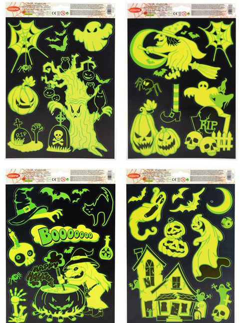Décorations pour fenêtres phosphorescentes 27 x 20 cm Halloween