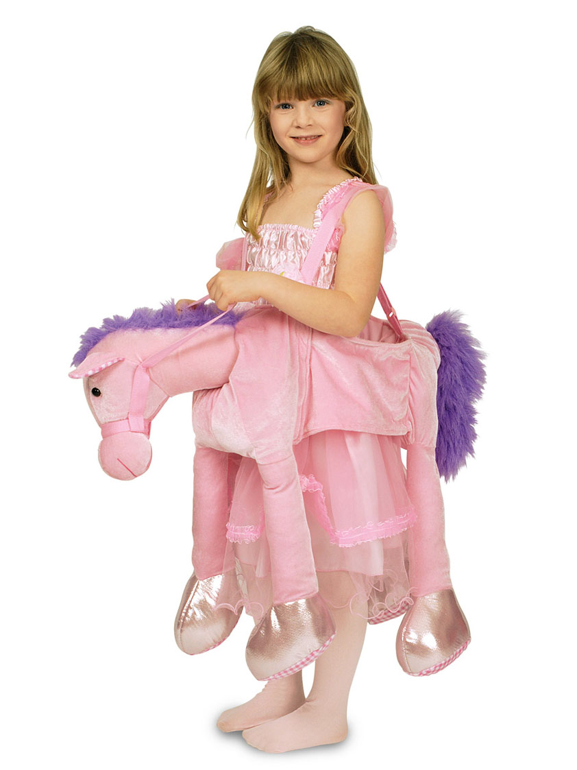 Déguisement princesse à dos de cheval rose fille