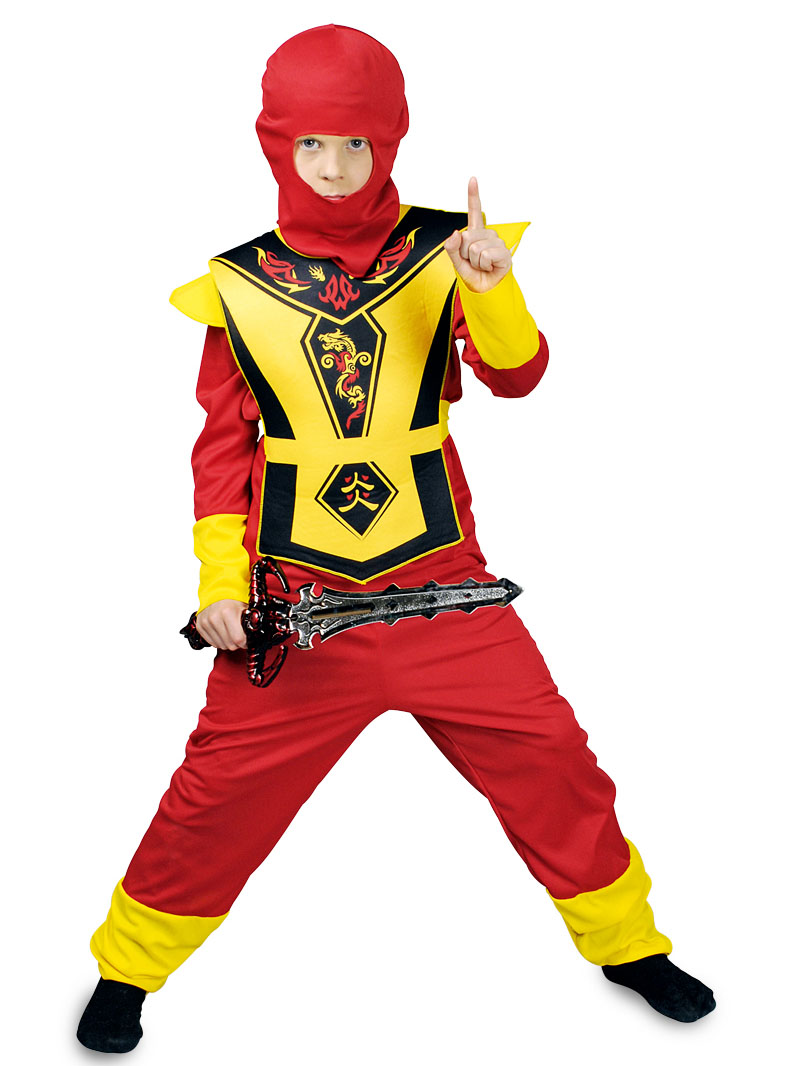 Déguisement ninja rouge et jaune garçon