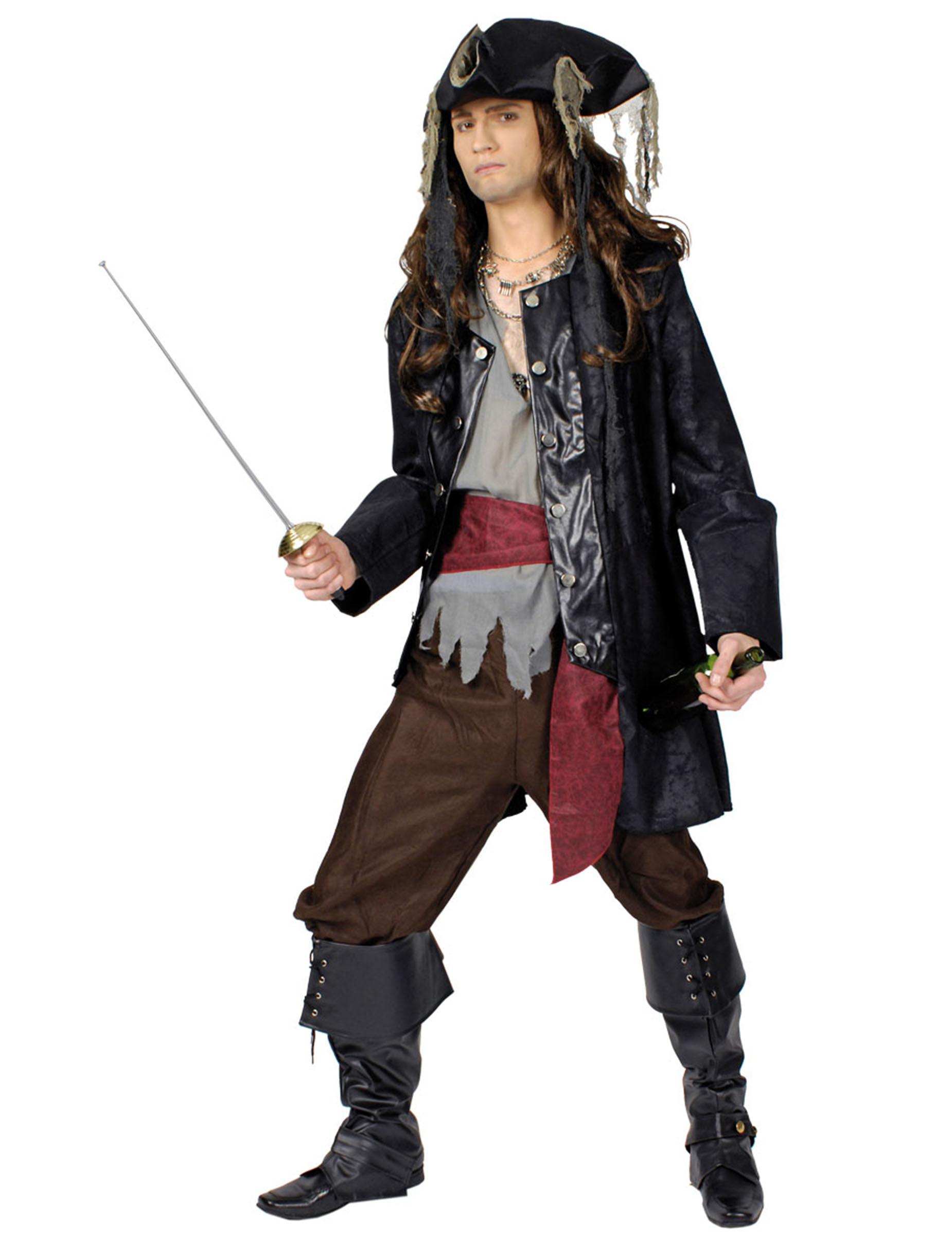 Déguisement capitaine pirate barbe noire homme