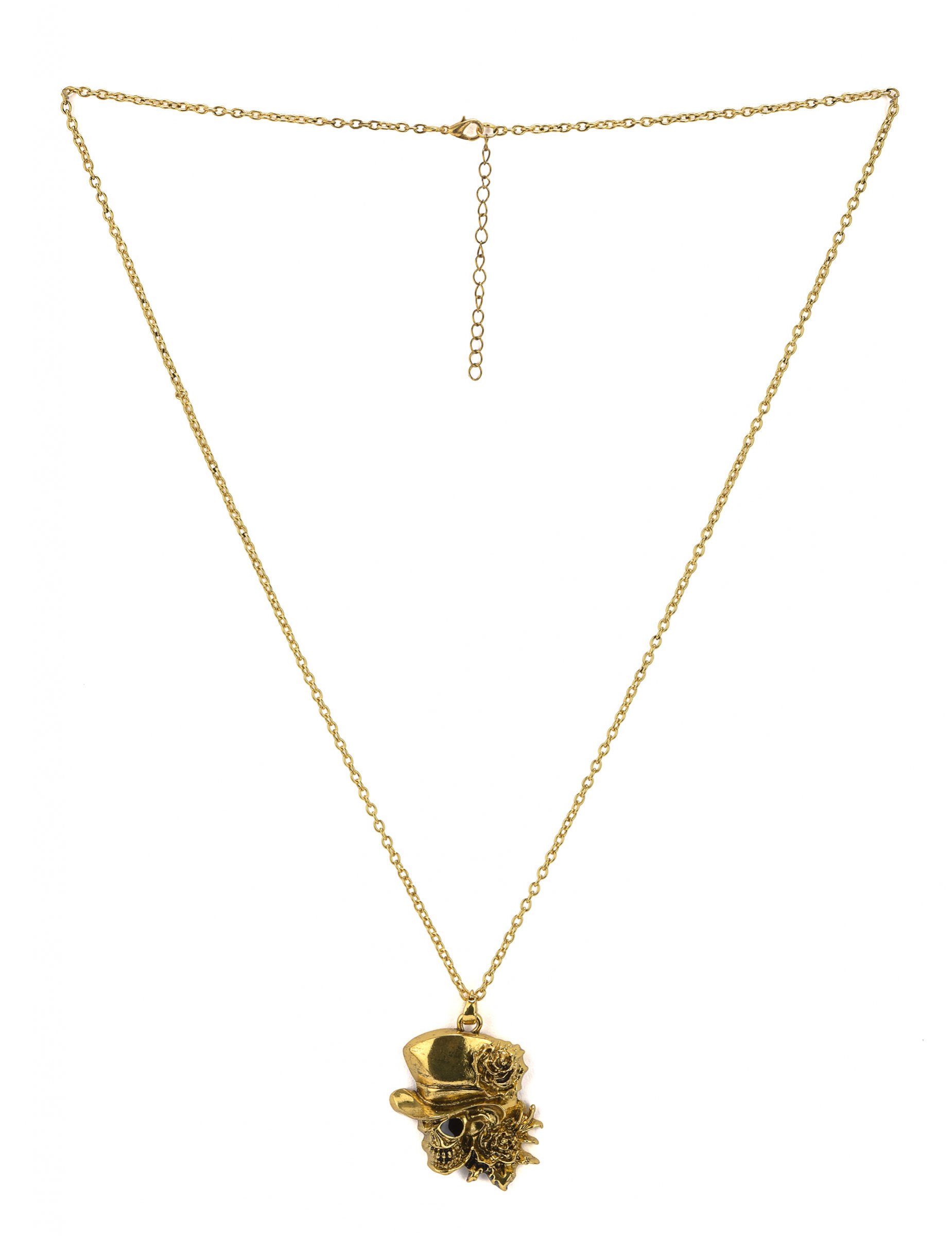 Collier tête de mort gothique doré adulte
