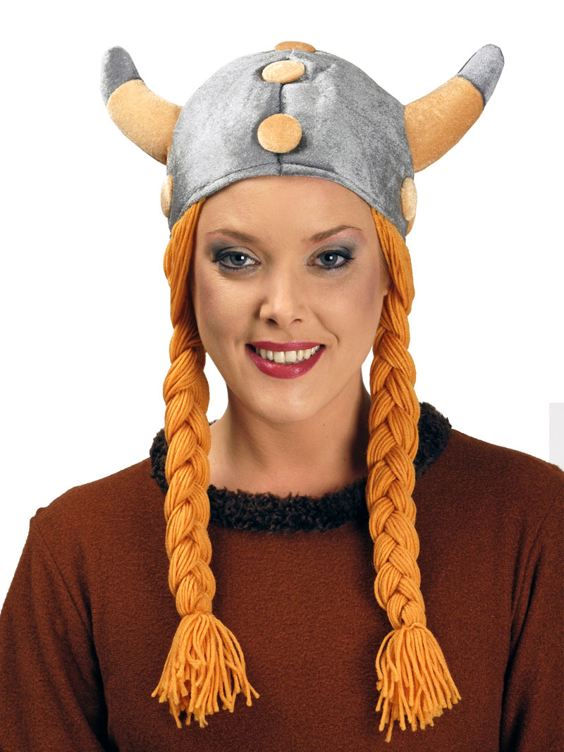 Casque viking avec tresses velours adulte