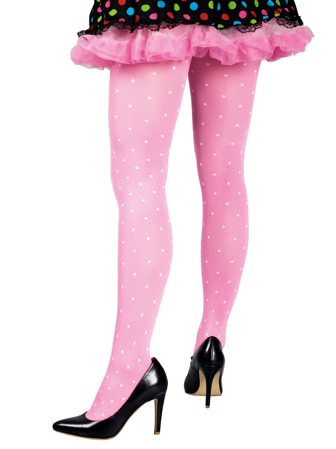 Collants rose à pois adulte
