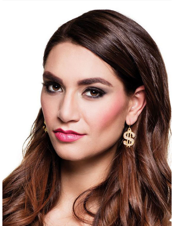 Boucles d'oreilles dorée dollar adulte