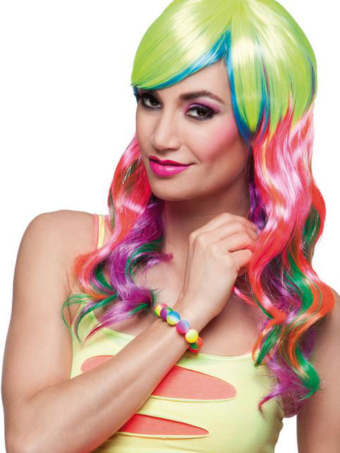 Bracelet perles multicolores et fluo femme