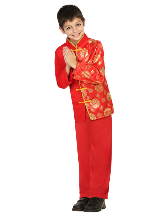 Déguisement chinois rouge et doré garçon