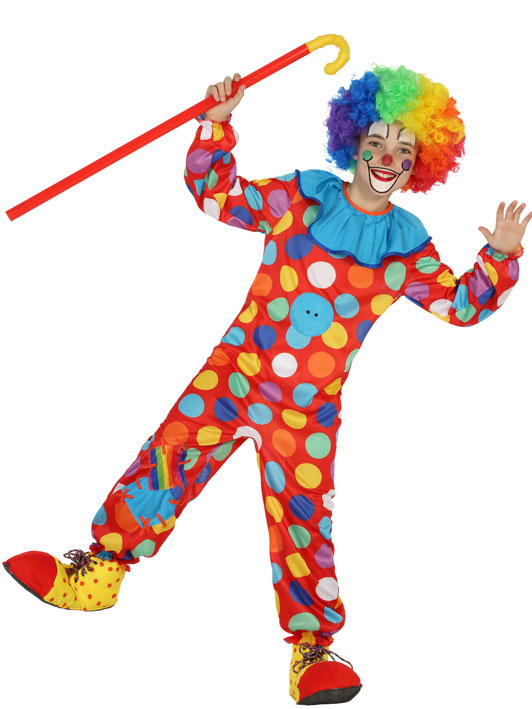 Déguisement clown multicolore à pois enfant