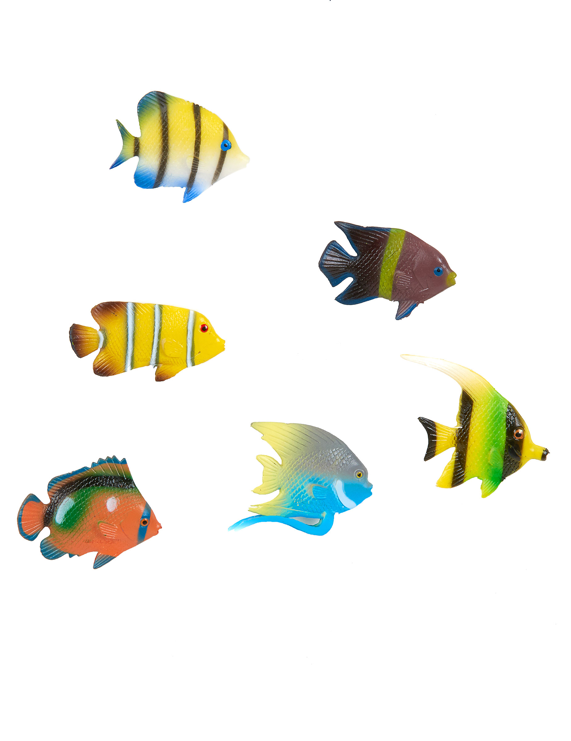 Décorations 6 poissons tropicaux 6 cm