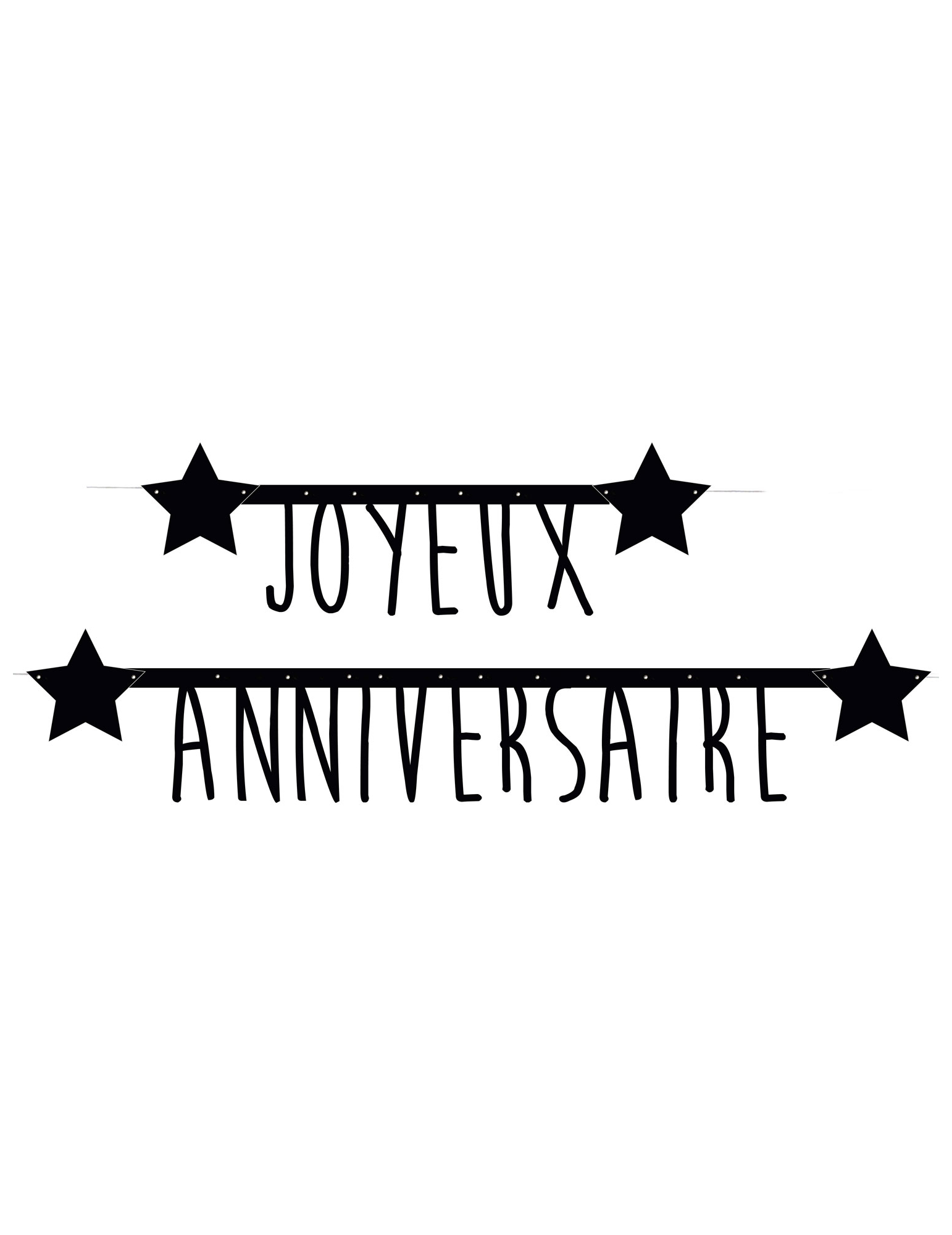 Guirlande noire Joyeux anniversaire 1,60 m