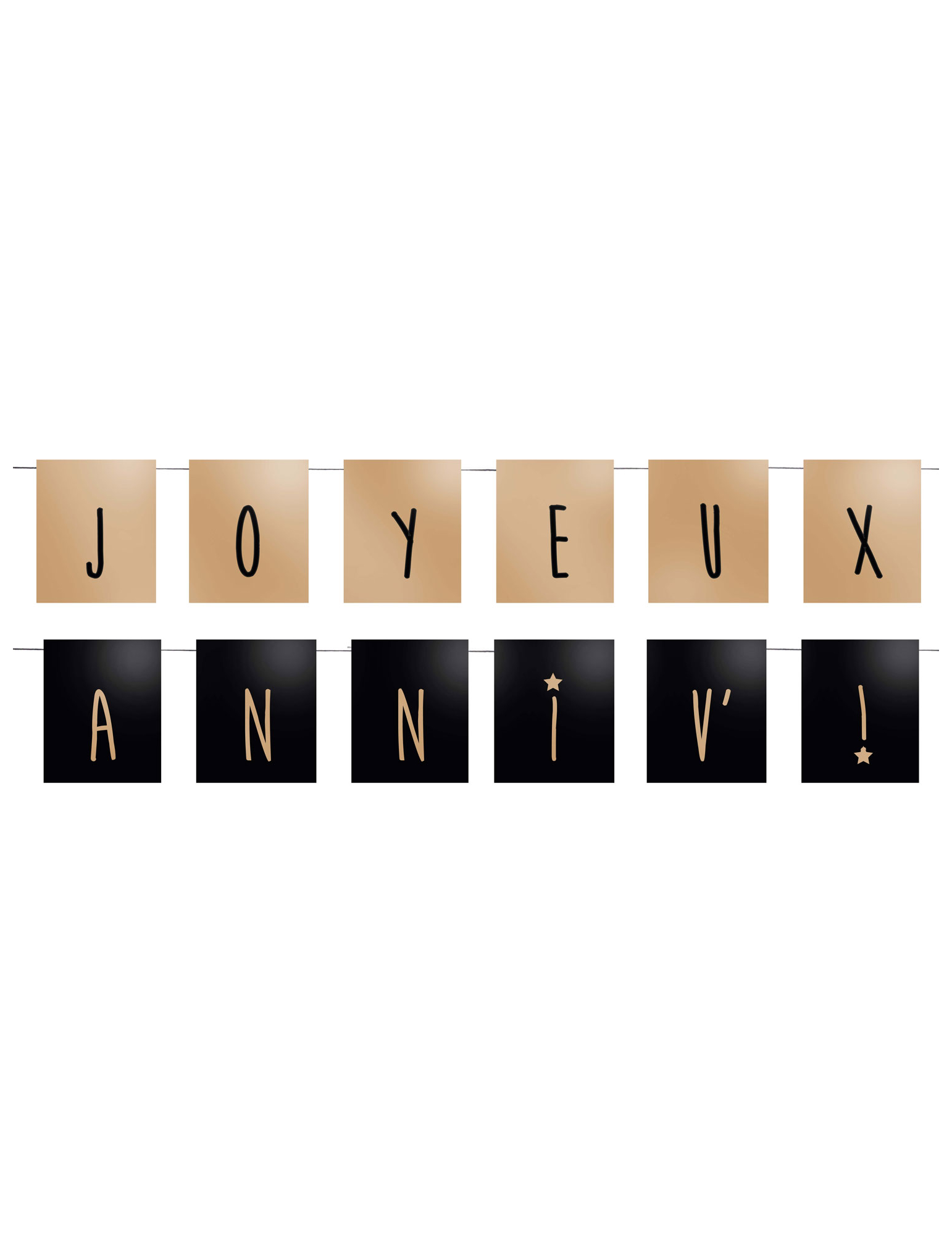 Guirlande Joyeux Anniv noir et or 1,20 m