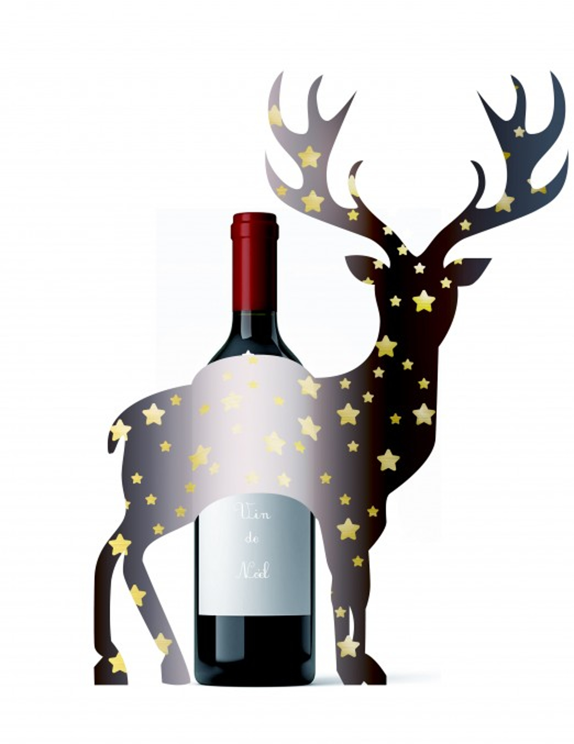Décoration pour bouteille cerf 33 X 43 cm Noël