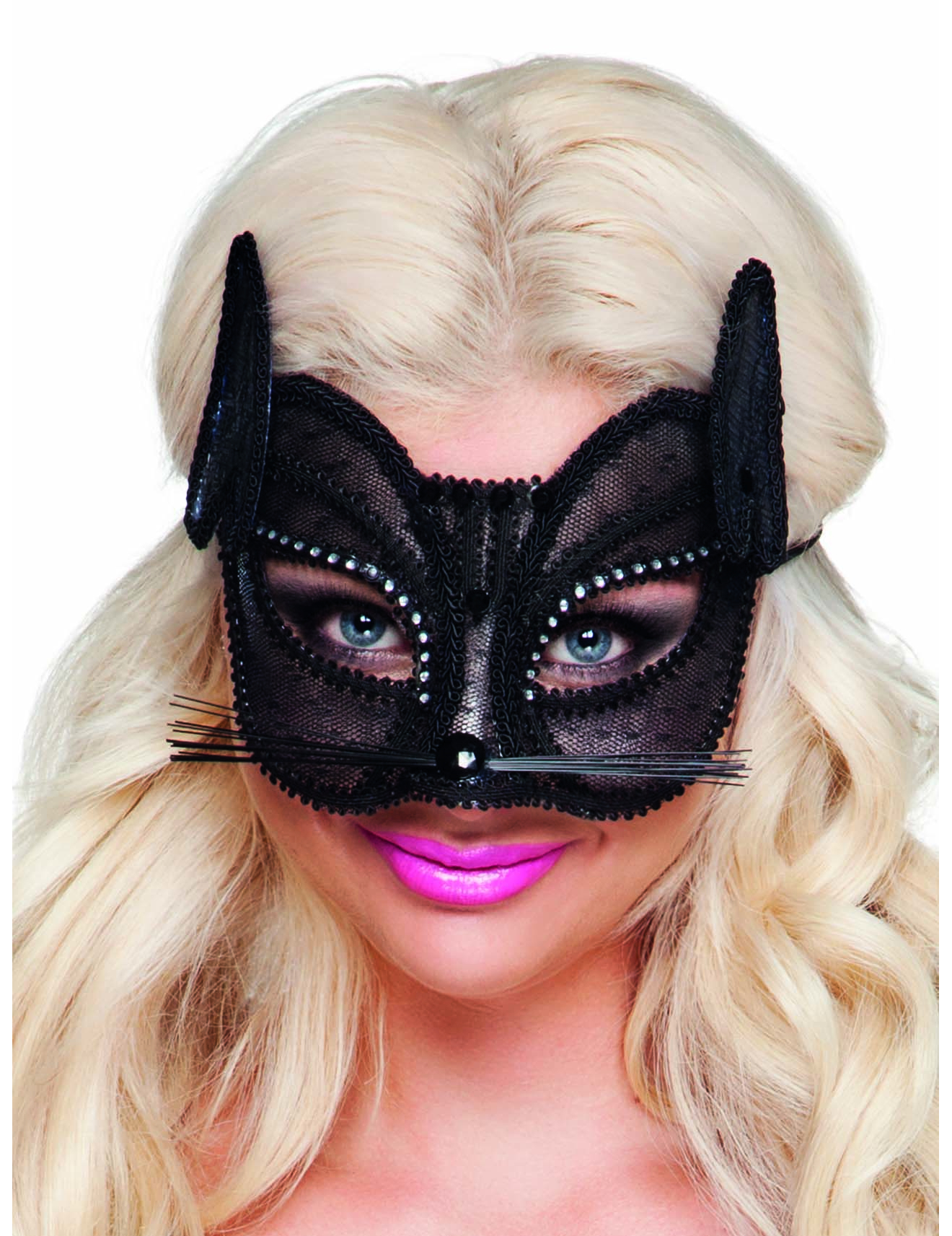 Loup chat en dentelle noire femme