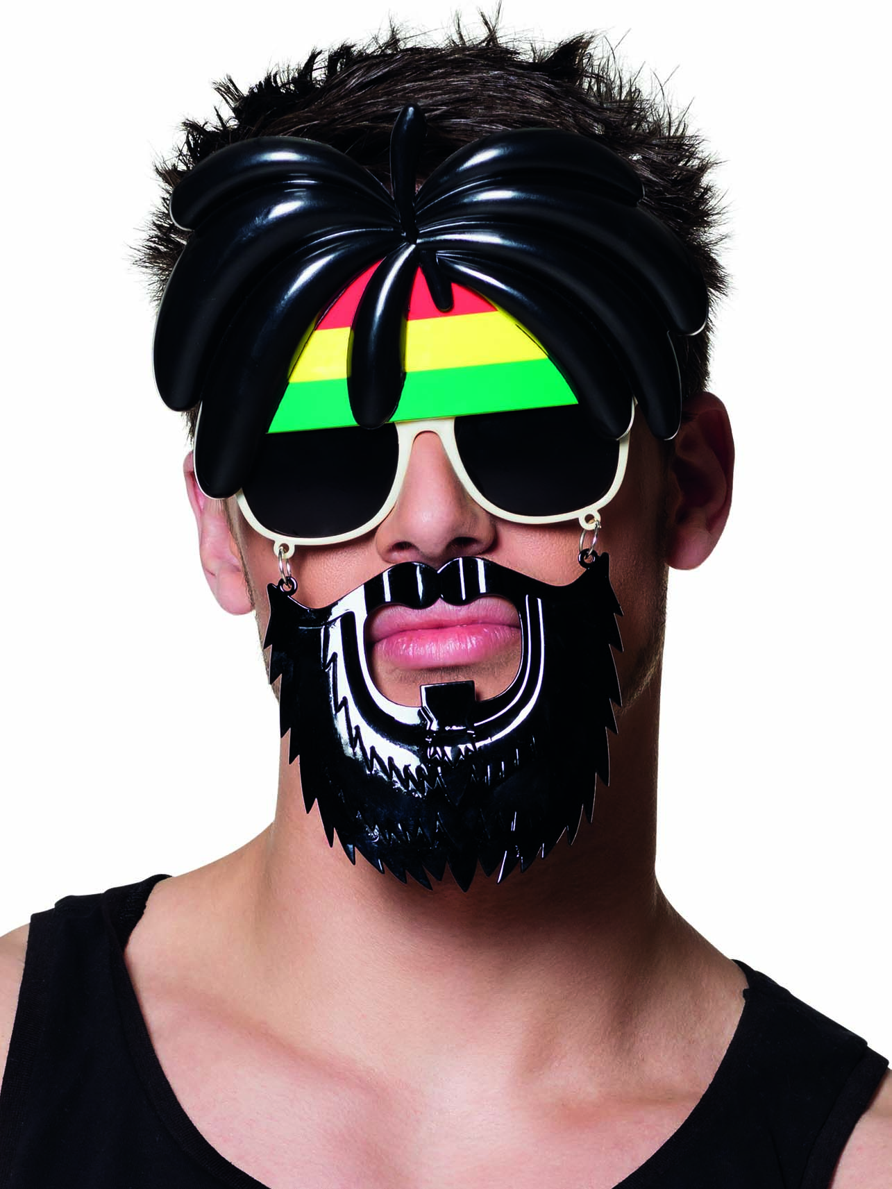 Lunettes avec moustaches rasta adulte