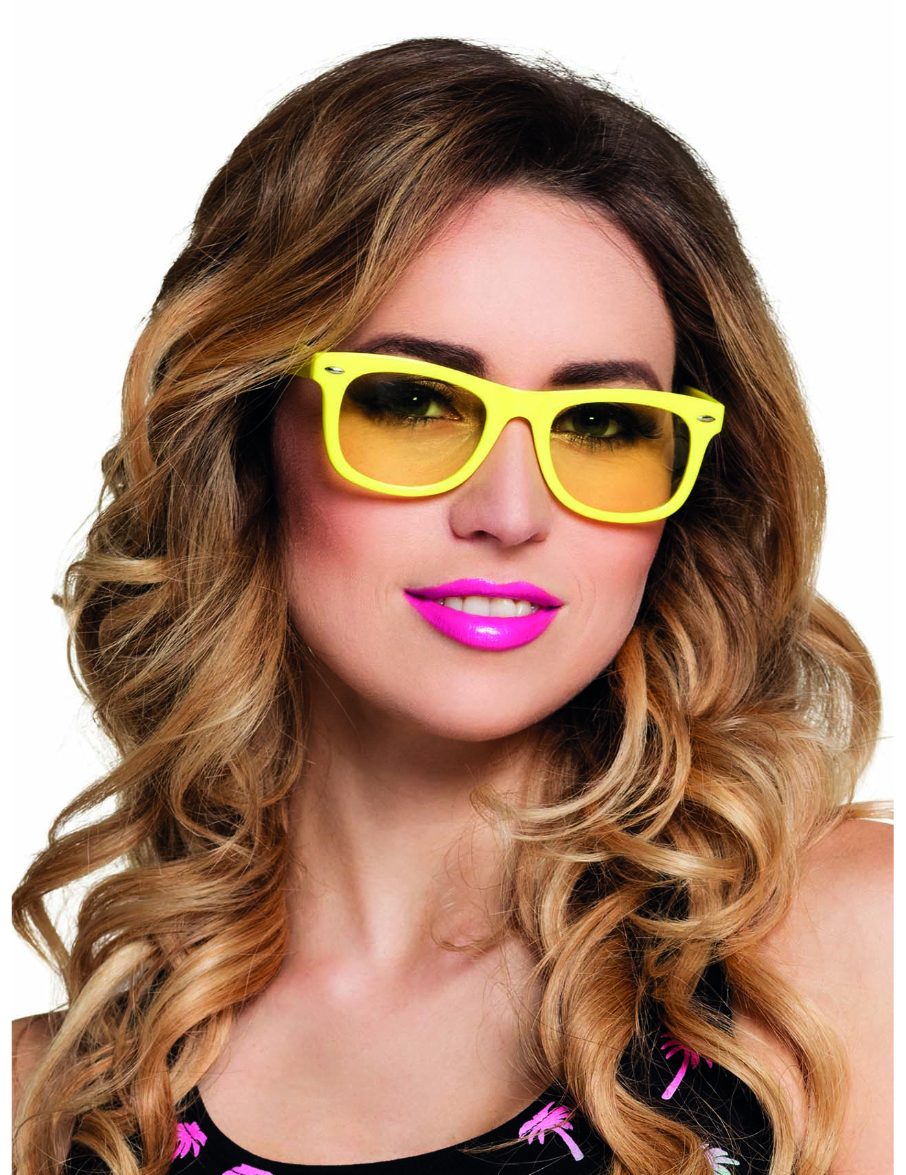 Lunettes jaune fluo 80's adulte