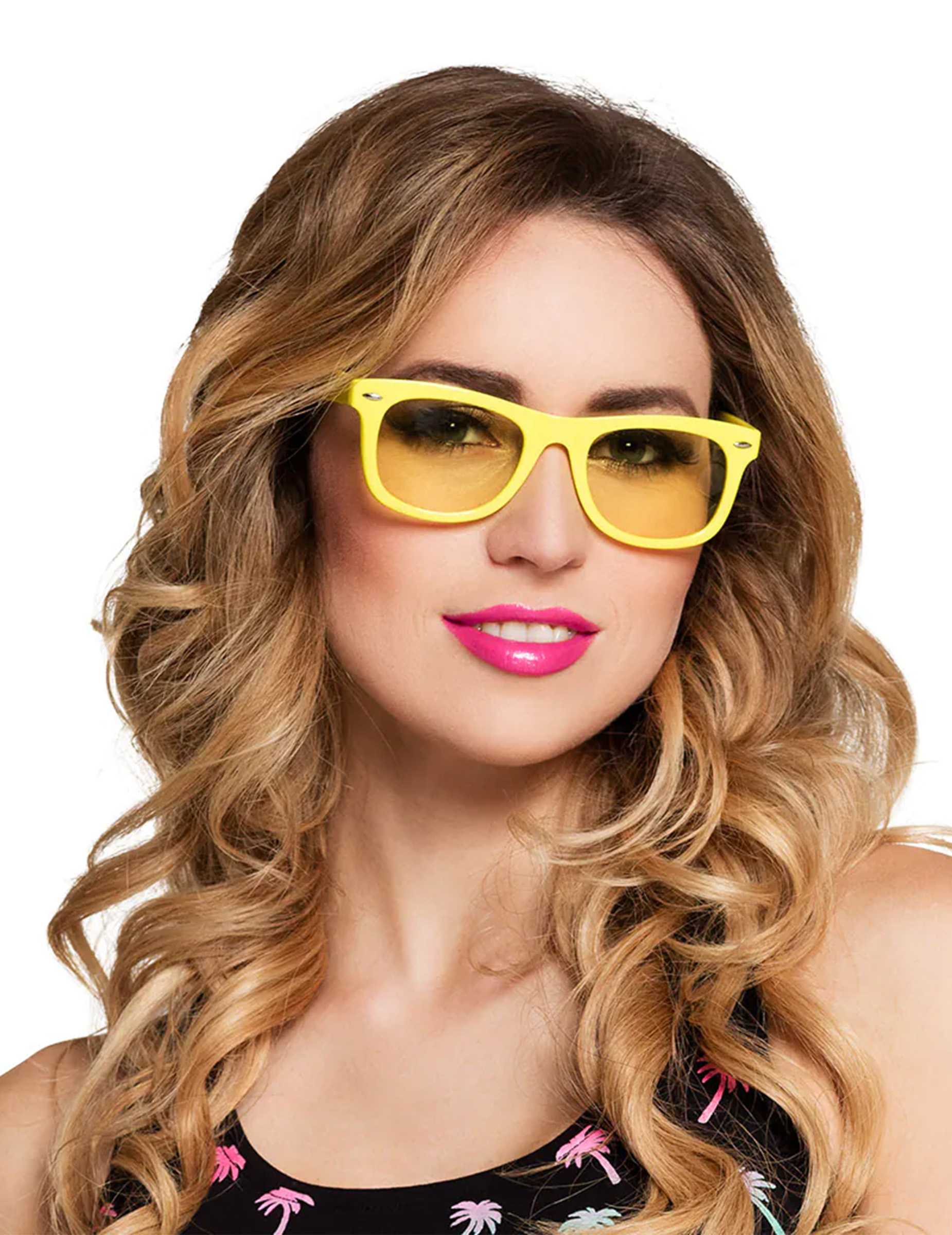 Lunettes jaune fluo 80's adulte