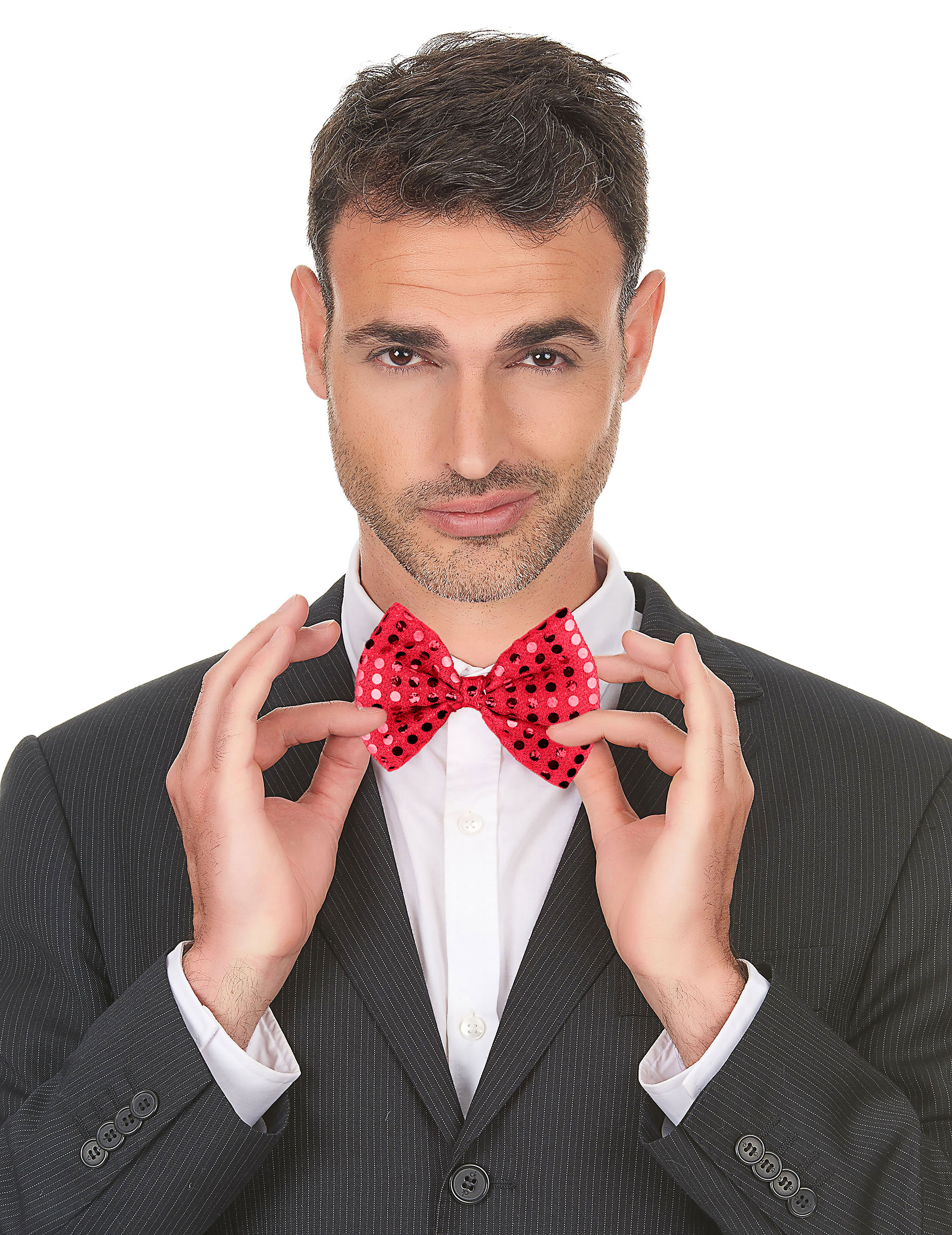 Noeud papillon rouge avec sequins adulte