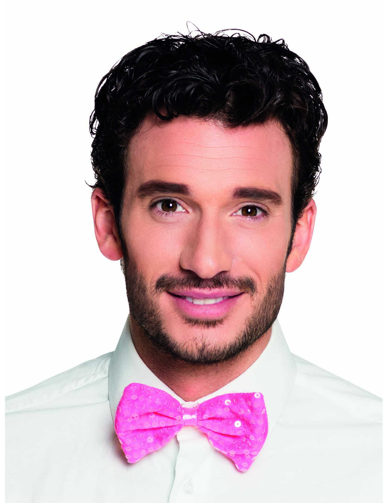 Noeud papillon rose avec sequins adulte