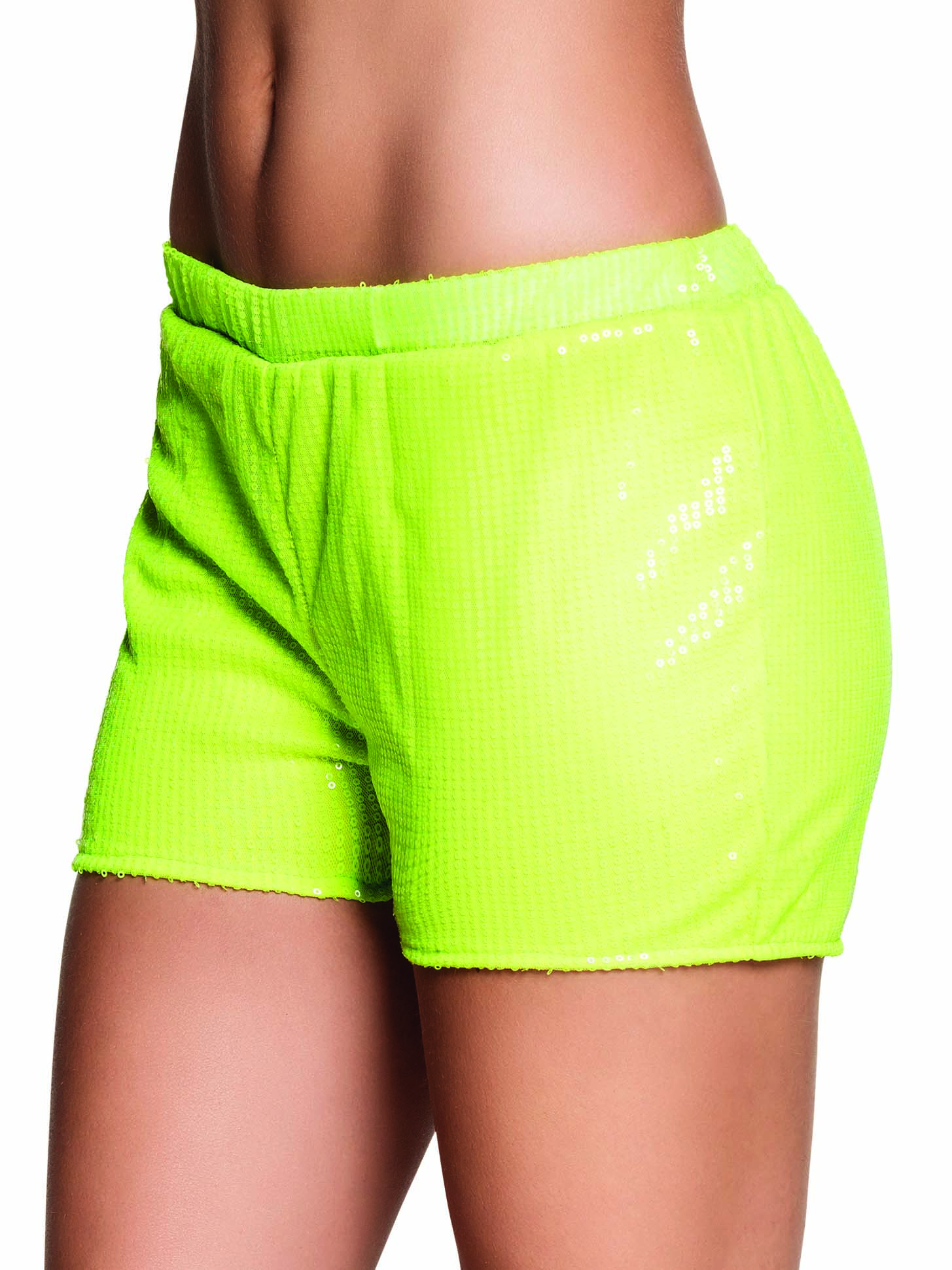 Shorty à sequins jaune fluo femme