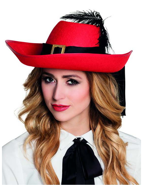 Chapeau mousquetaire rouge adulte